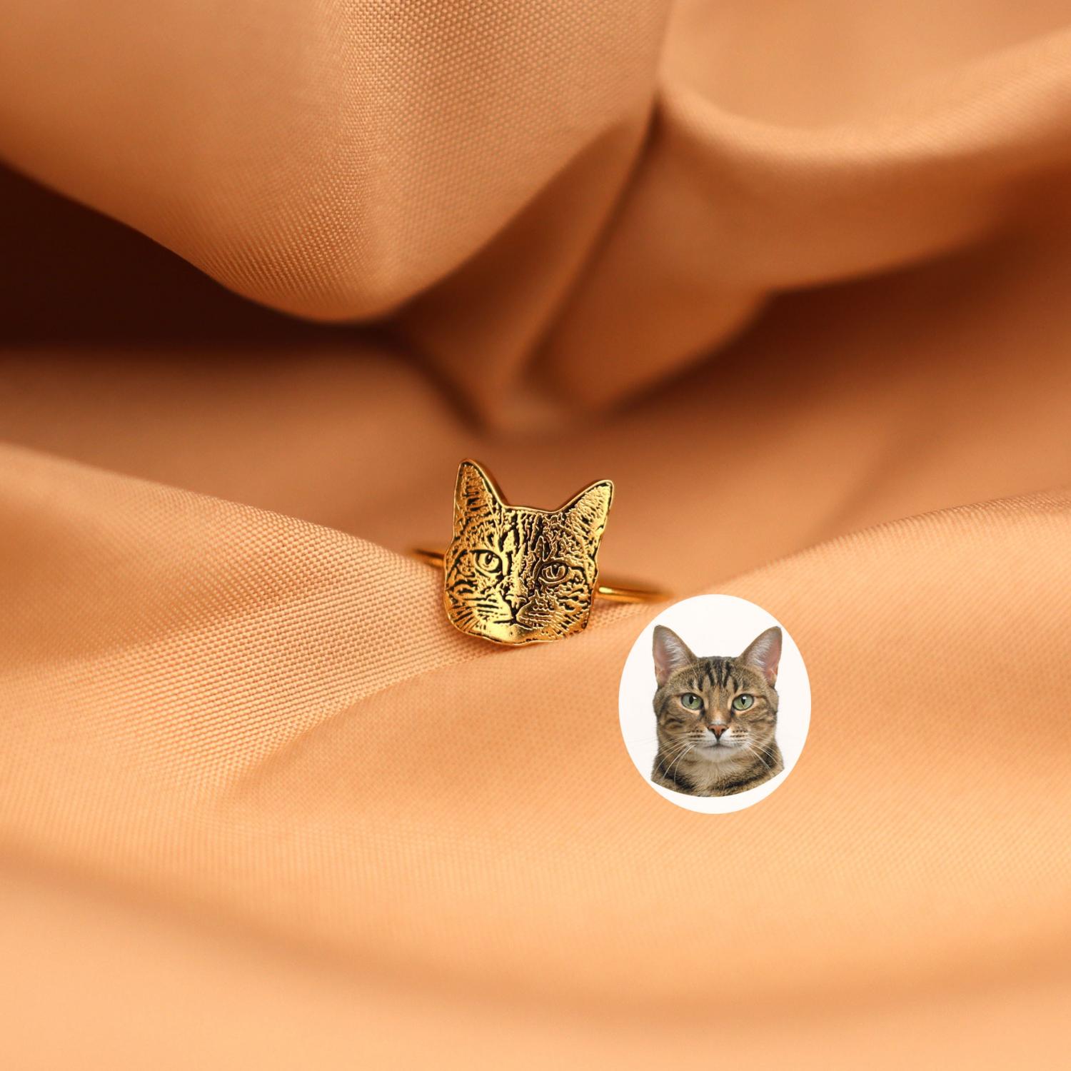 Pet Photo Ring • Custom Pet Portrait Ring • Engraved Dog or Cat Ring • Pet Memorial Jewelry • Personalized Pet Lover Gift • RM58