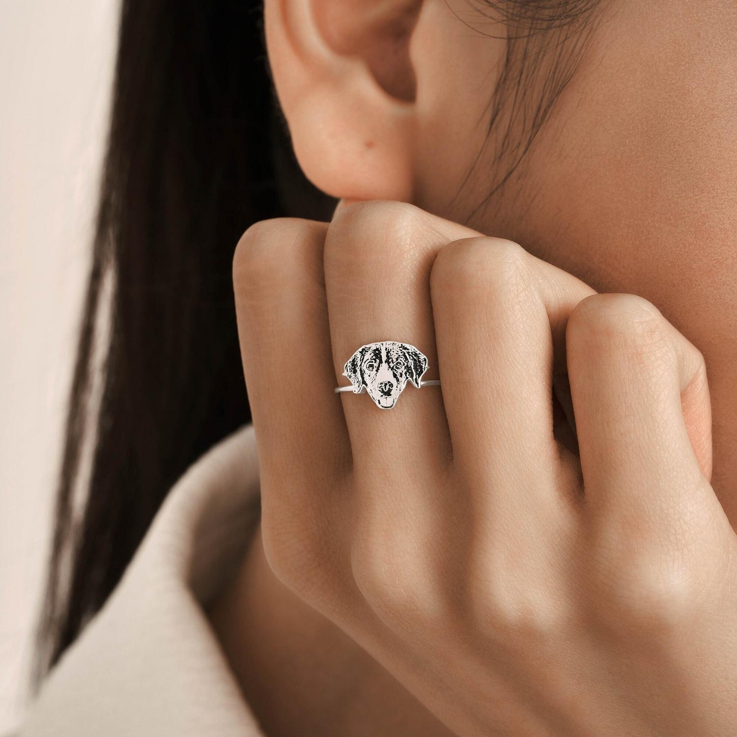 Pet Photo Ring • Custom Pet Portrait Ring • Engraved Dog or Cat Ring • Pet Memorial Jewelry • Personalized Pet Lover Gift • RM58