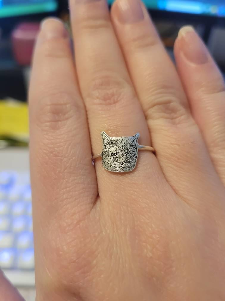 Pet Photo Ring • Custom Pet Portrait Ring • Engraved Dog or Cat Ring • Pet Memorial Jewelry • Personalized Pet Lover Gift • RM58