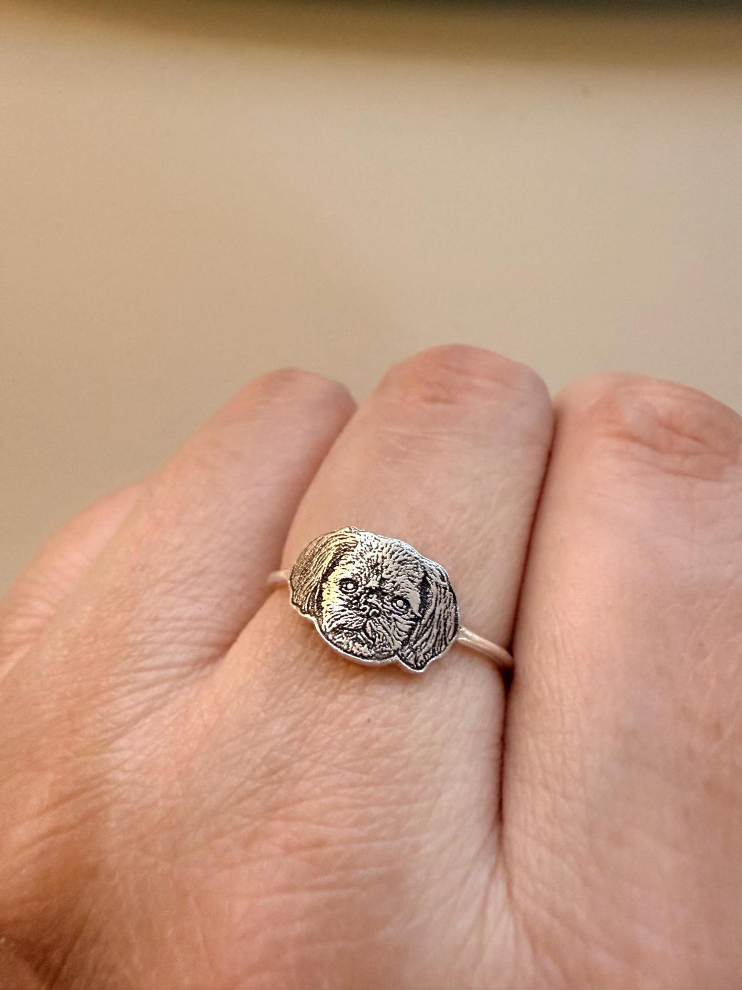 Pet Photo Ring • Custom Pet Portrait Ring • Engraved Dog or Cat Ring • Pet Memorial Jewelry • Personalized Pet Lover Gift • RM58