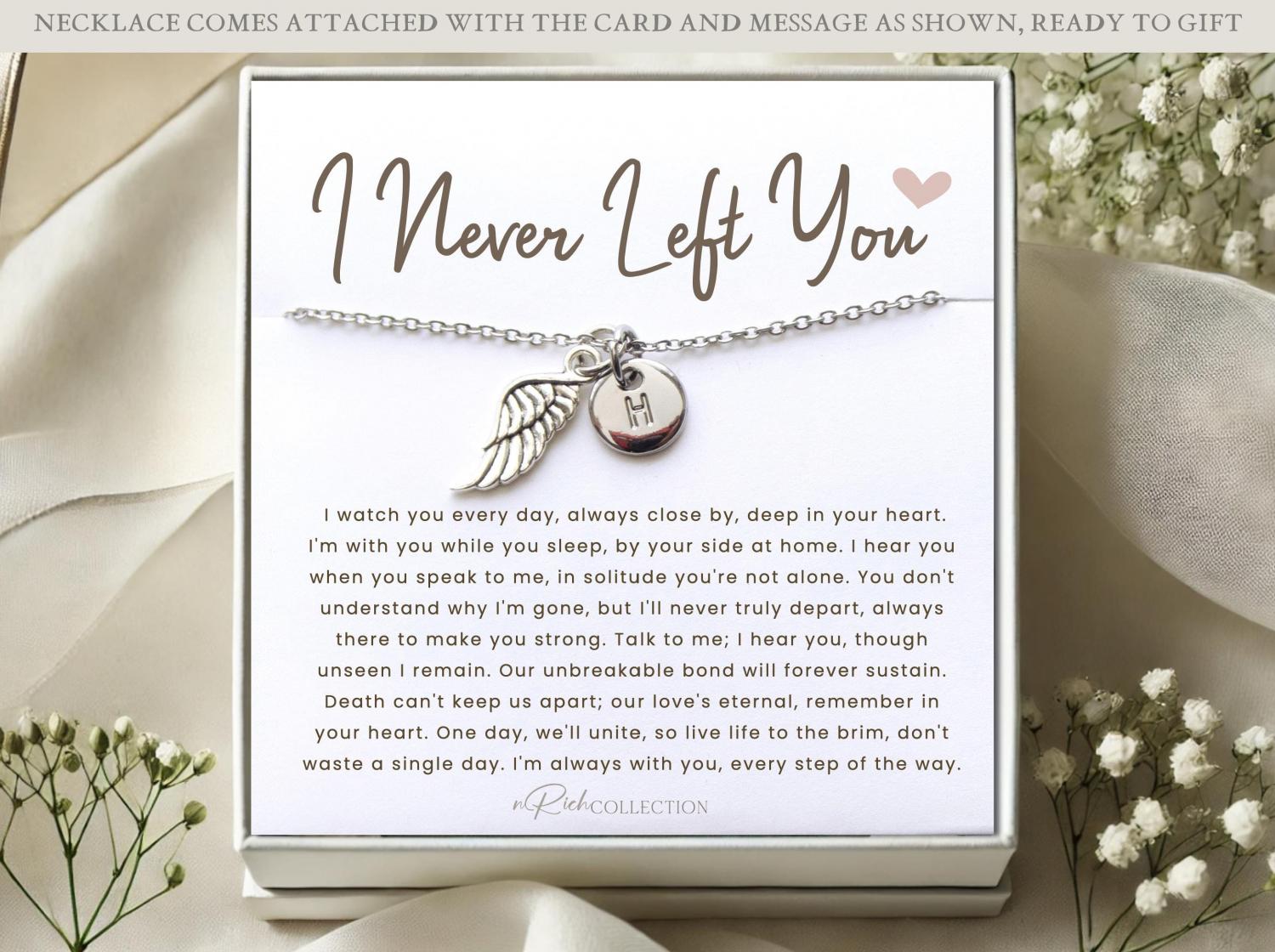 Angel Wings Necklace Gift from Heaven Memorial gift from angel passed dad passed mom Keepsake Letter from Heaven Sympathy Condolence
