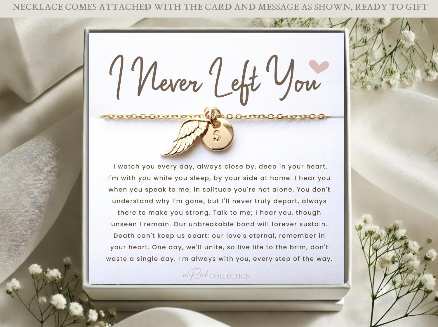 Angel Wings Necklace Gift from Heaven Memorial gift from angel passed dad passed mom Keepsake Letter from Heaven Sympathy Condolence