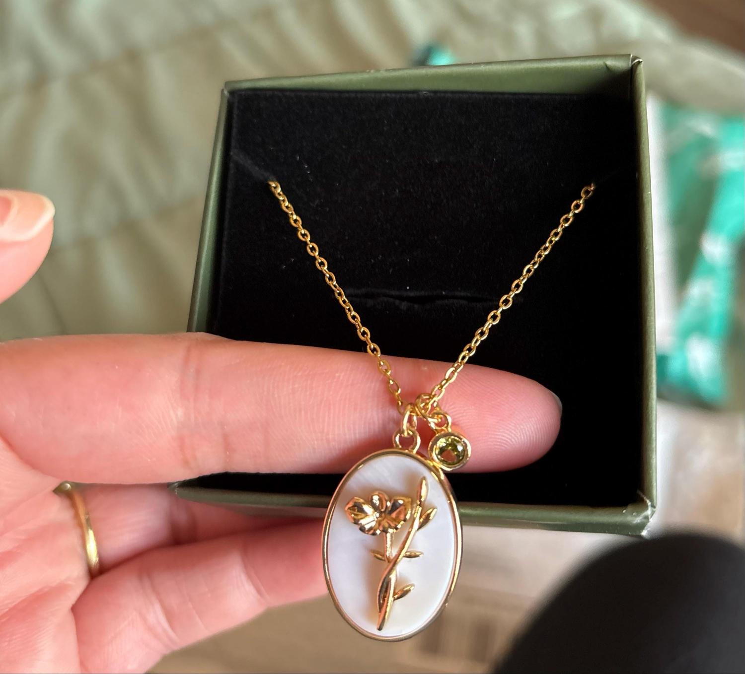 Birth Flower Necklace - Pearl Birth Month Flower Necklace - Birthflower Neckalce with Birthstone - Birthday Gift - Christmas Gifts for Her