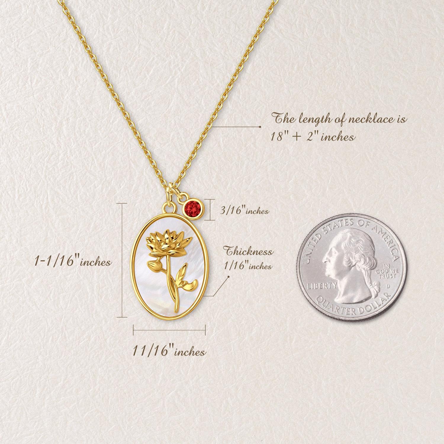 Birth Flower Necklace - Pearl Birth Month Flower Necklace - Birthflower Neckalce with Birthstone - Birthday Gift - Christmas Gifts for Her