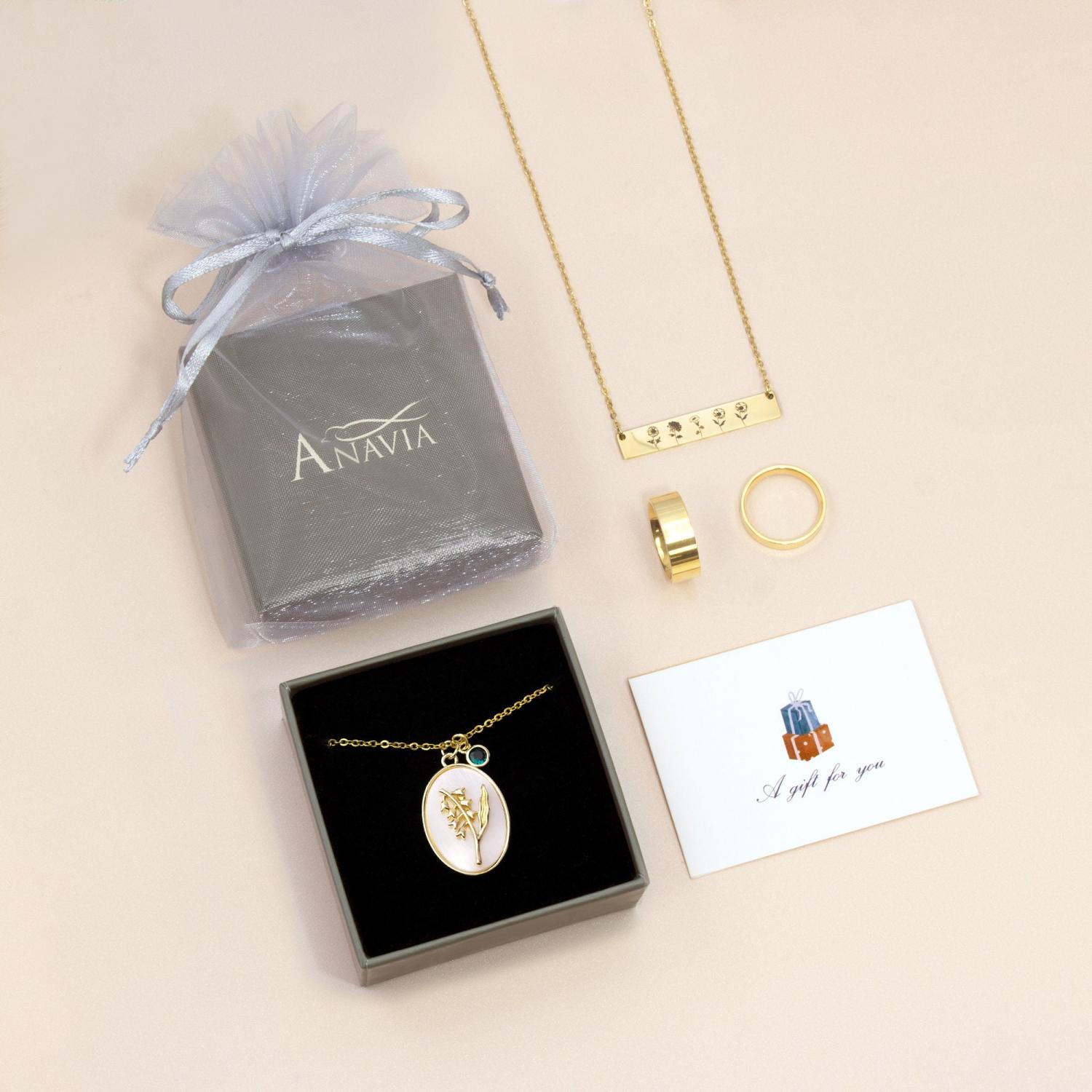 Birth Flower Necklace - Pearl Birth Month Flower Necklace - Birthflower Neckalce with Birthstone - Birthday Gift - Christmas Gifts for Her