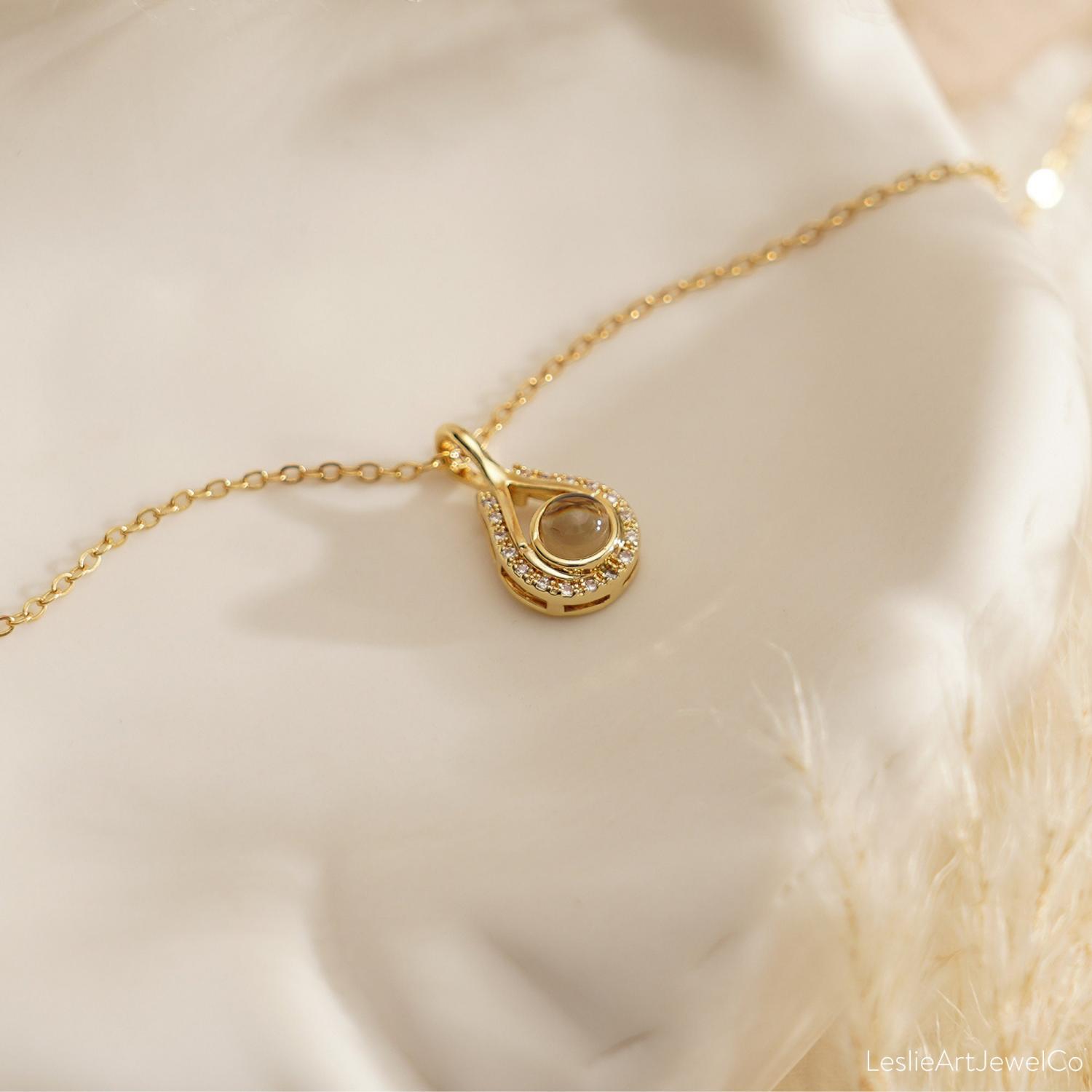 Projection Necklace, Memorial Necklace in Gold Silver, Customized Projection Necklace with Picture, Photo Projection Necklaces,Birthday Gift