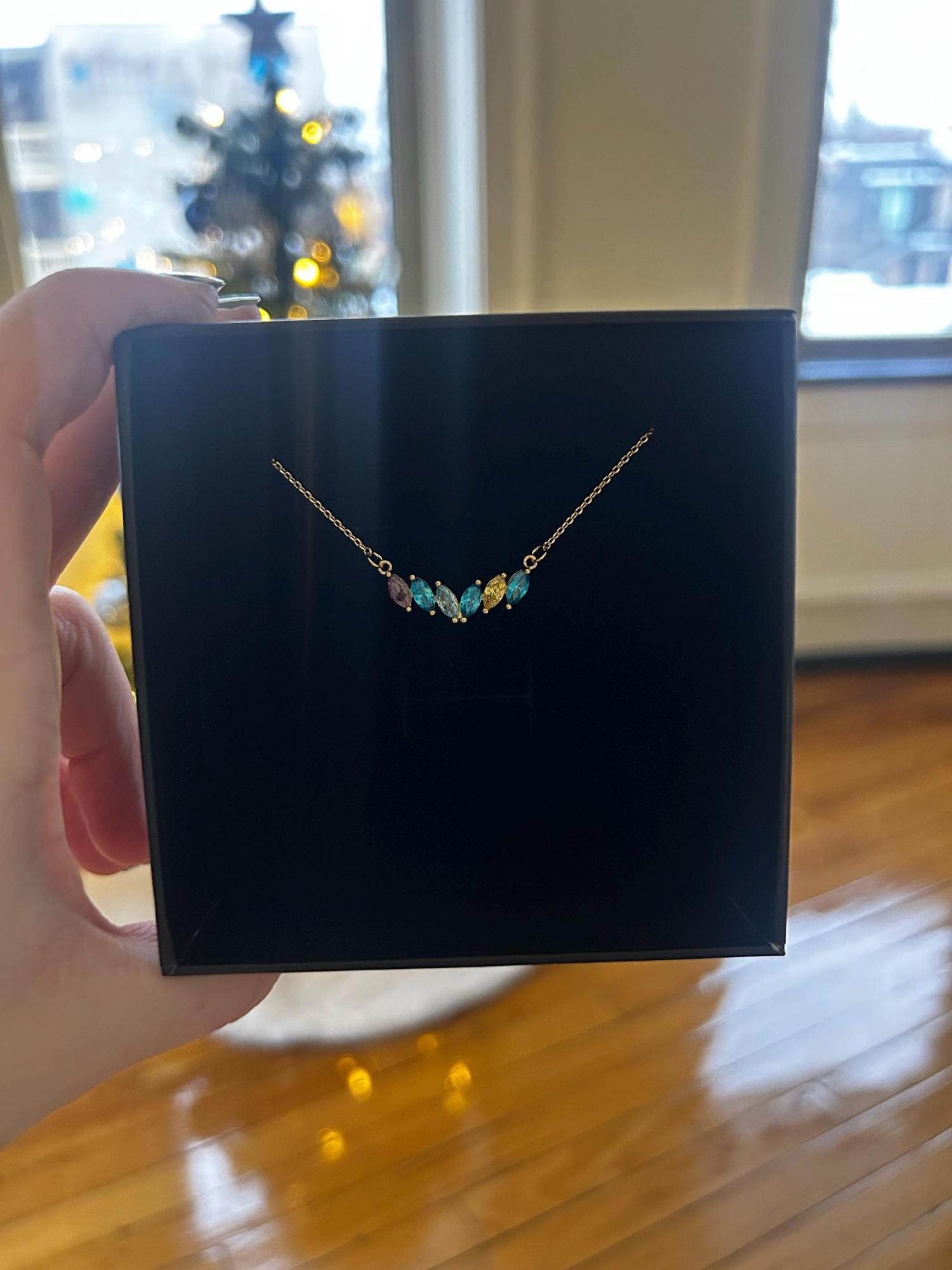 Custom Marquise Birthstone Necklace, 18k Gold Dainty Necklace, Family Gift, Anniversary Gift for Her, Grandma Gift, Christmas Gift for Mom