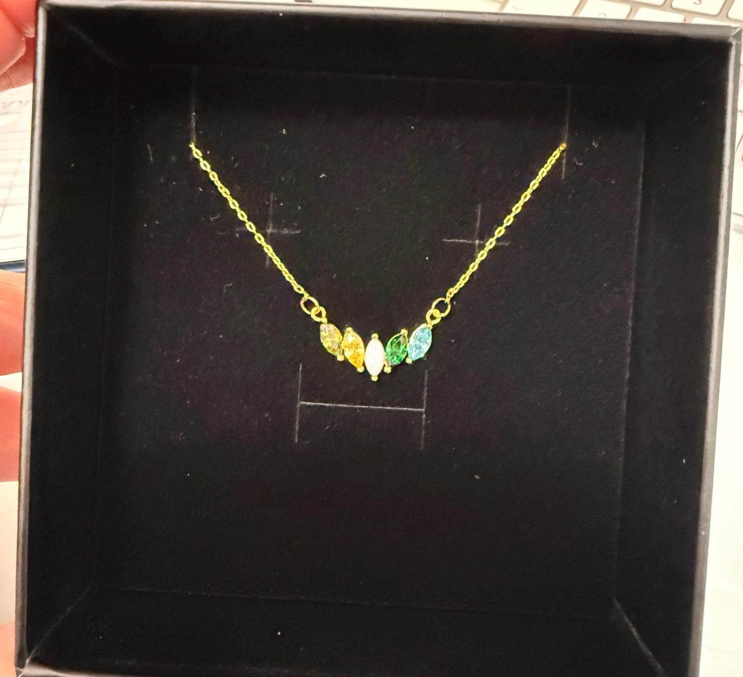 Custom Marquise Birthstone Necklace, 18k Gold Dainty Necklace, Family Gift, Anniversary Gift for Her, Grandma Gift, Christmas Gift for Mom