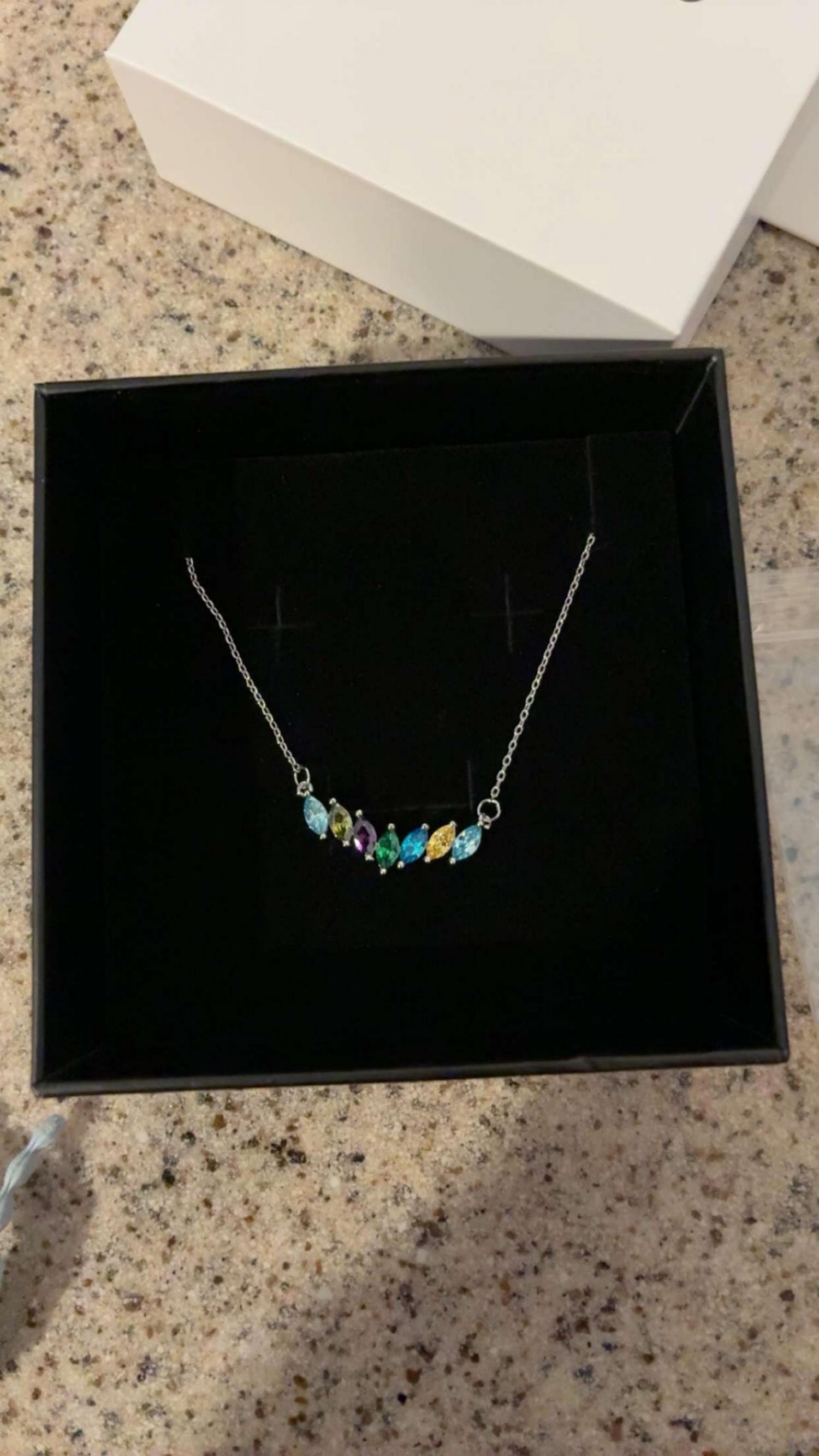 Custom Marquise Birthstone Necklace, 18k Gold Dainty Necklace, Family Gift, Anniversary Gift for Her, Grandma Gift, Christmas Gift for Mom