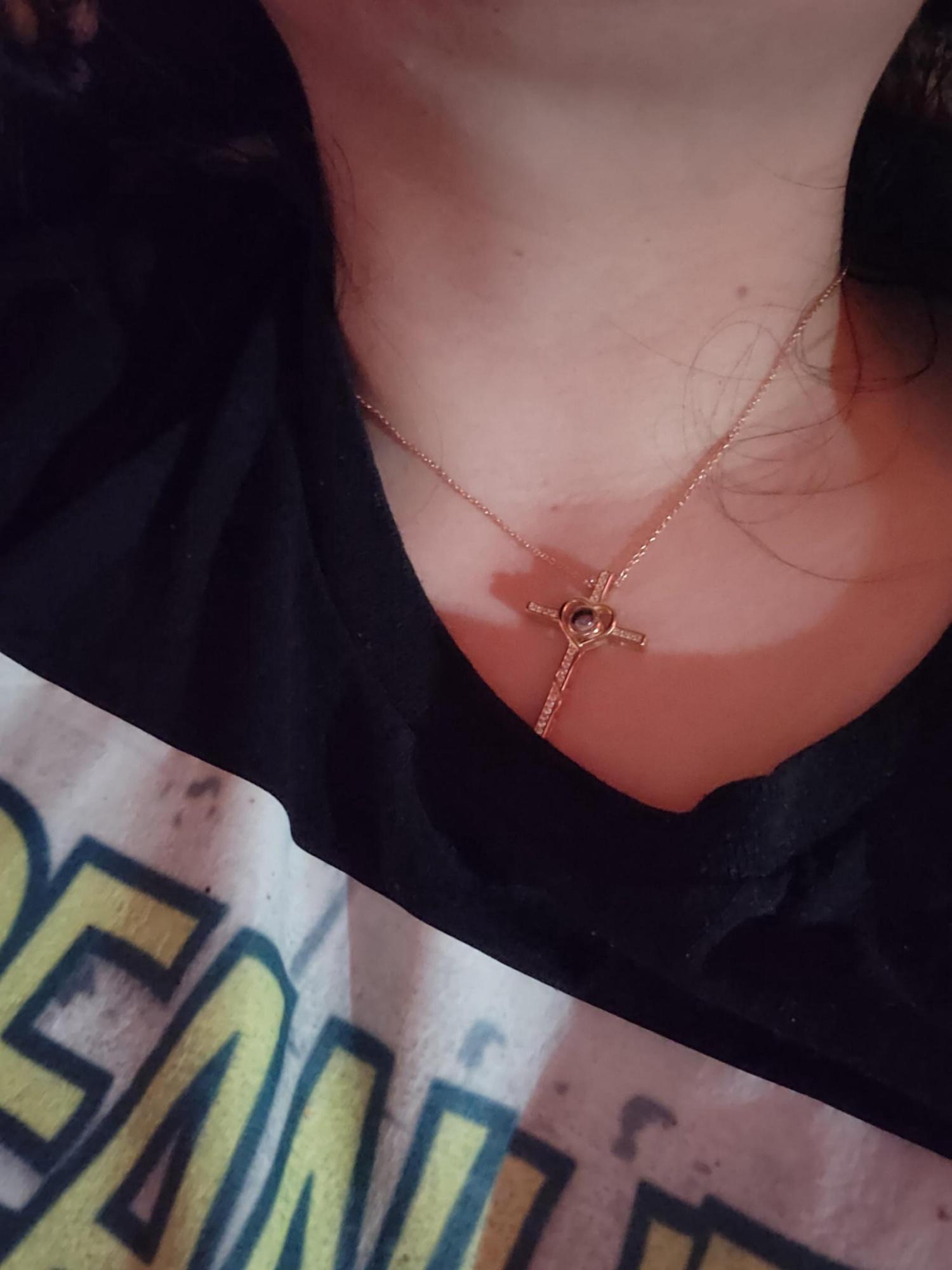 Custom Cross Necklace with Hidden Photo, Projection Necklace, Thoughtful Christian Gift for Mom or Grandma, Memorial Faith Jewelry for Her