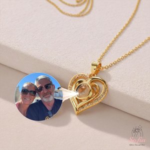 Photo Projection Heart Necklace • Personalized Picture Inside Pendant • Minimalist Pet Memorial Jewelry • Trendy Best Friend Custom Gift
