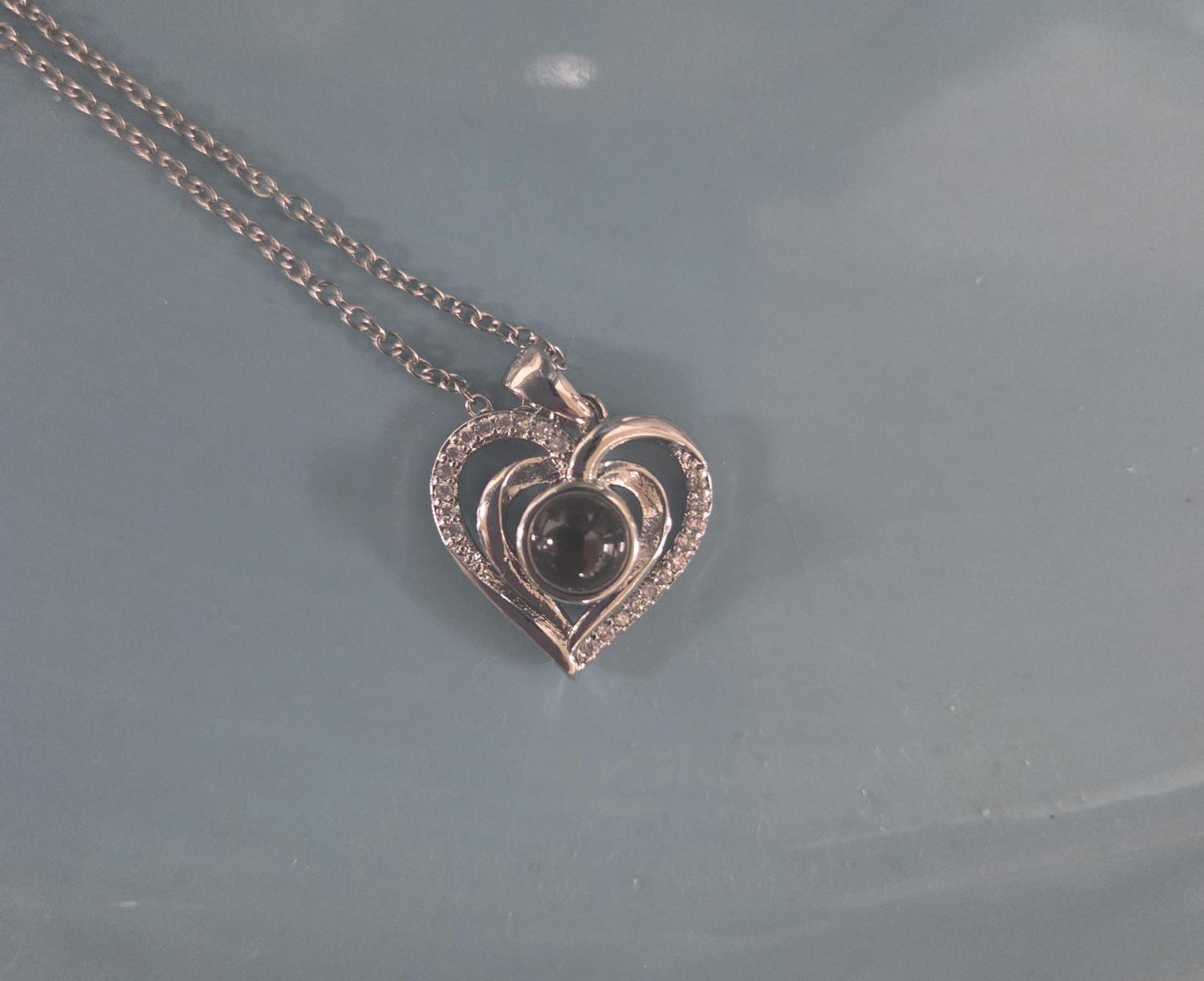 Photo Projection Heart Necklace • Personalized Picture Inside Pendant • Minimalist Pet Memorial Jewelry • Trendy Best Friend Custom Gift