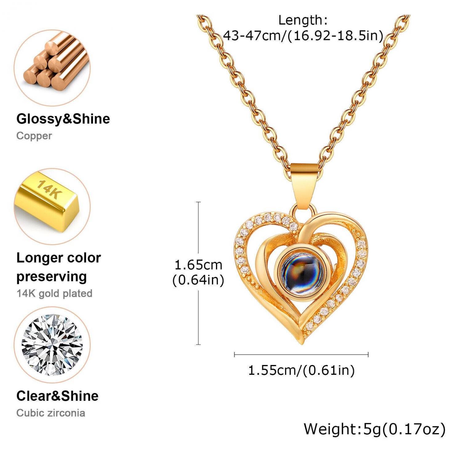 Photo Projection Heart Necklace • Personalized Picture Inside Pendant • Minimalist Pet Memorial Jewelry • Trendy Best Friend Custom Gift