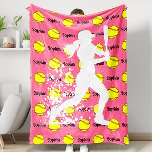 Personalized Softball Blanket for Daughter or Grandkids, Custom Girls Sports Blanket, Throw, Girl Sports Gift, Softball Girl, Softball Lover