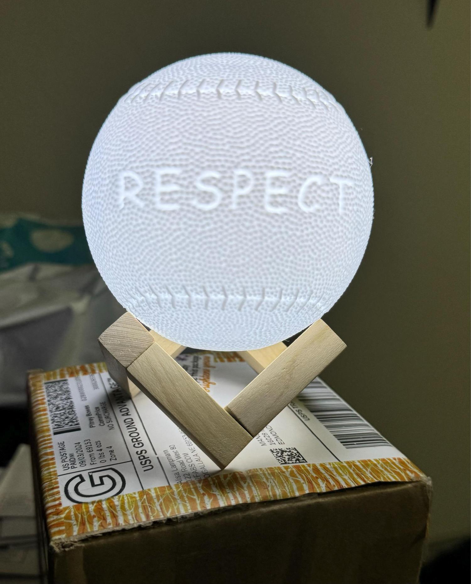 Personalized Baseball 3D Night Light – 16-Color LED, Rechargeable