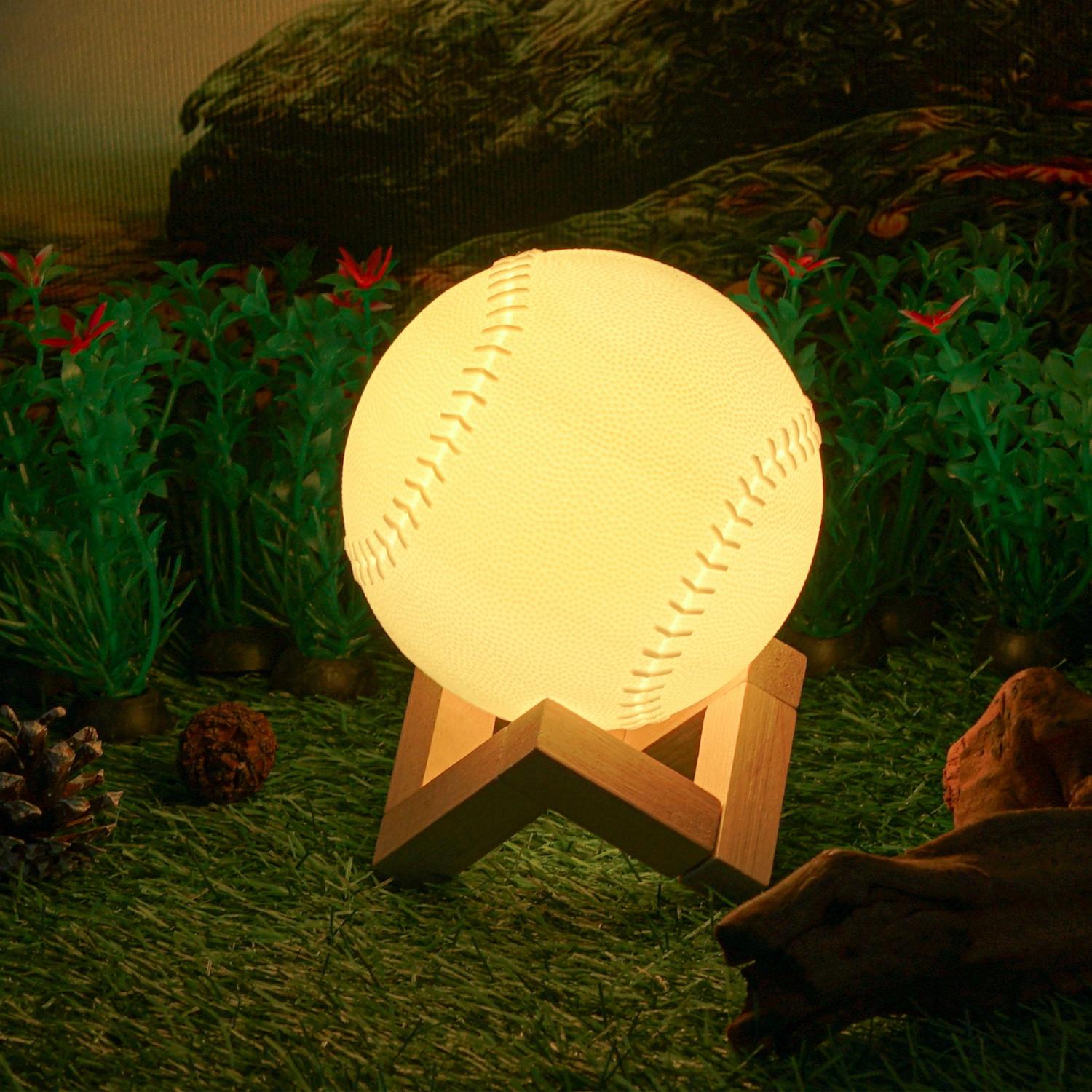 Personalized Baseball 3D Night Light – 16-Color LED, Rechargeable