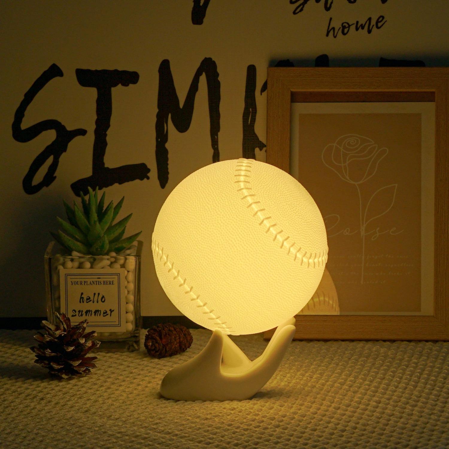Personalized Baseball 3D Night Light – 16-Color LED, Rechargeable