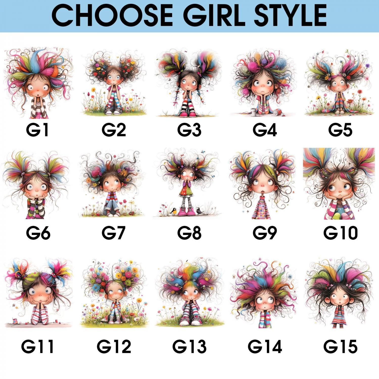 Cartoon Girl Pillow, Custom Name Cushion, Whimsical Kids Room Decor