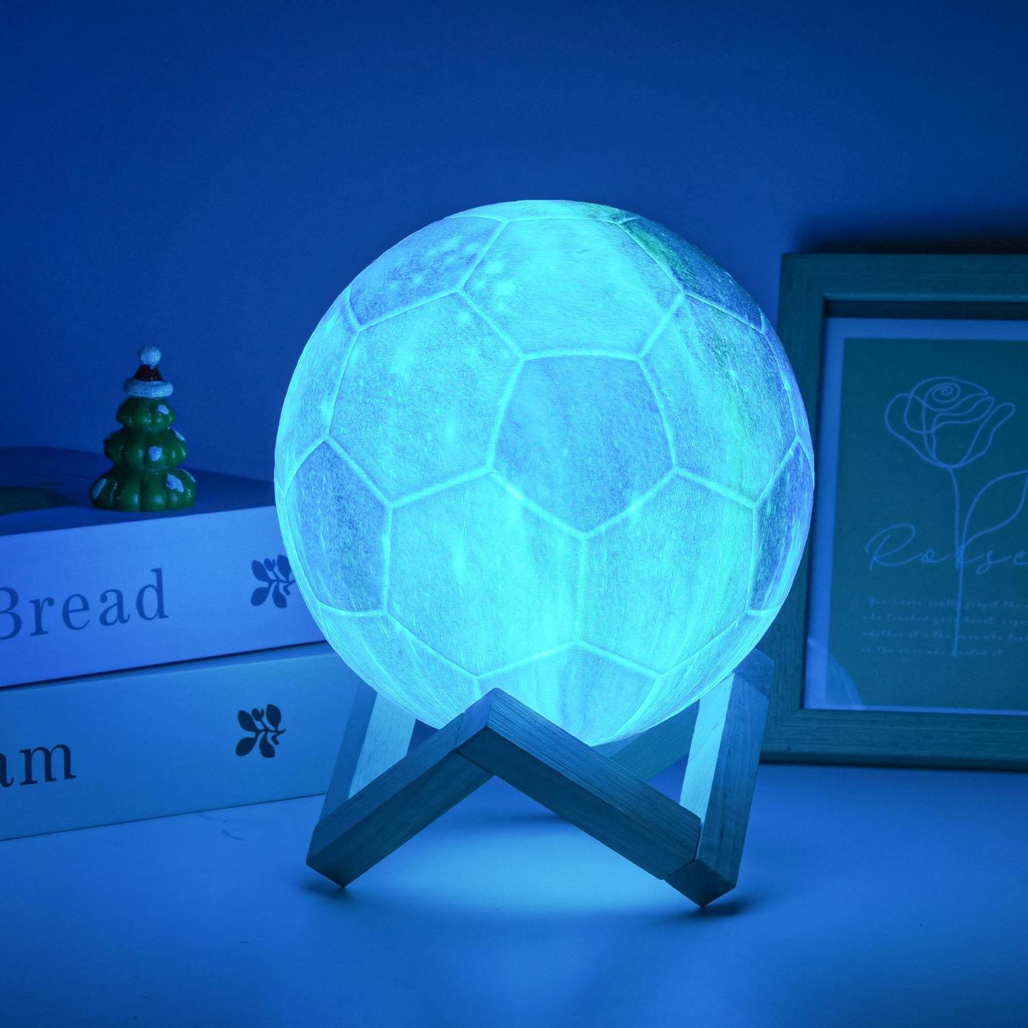 Galaxy Soccer Lamp, Christmas Gifts for Kids Boys Fans Teen Friend Coach Dad Him Football Light Room Bedroom Decor