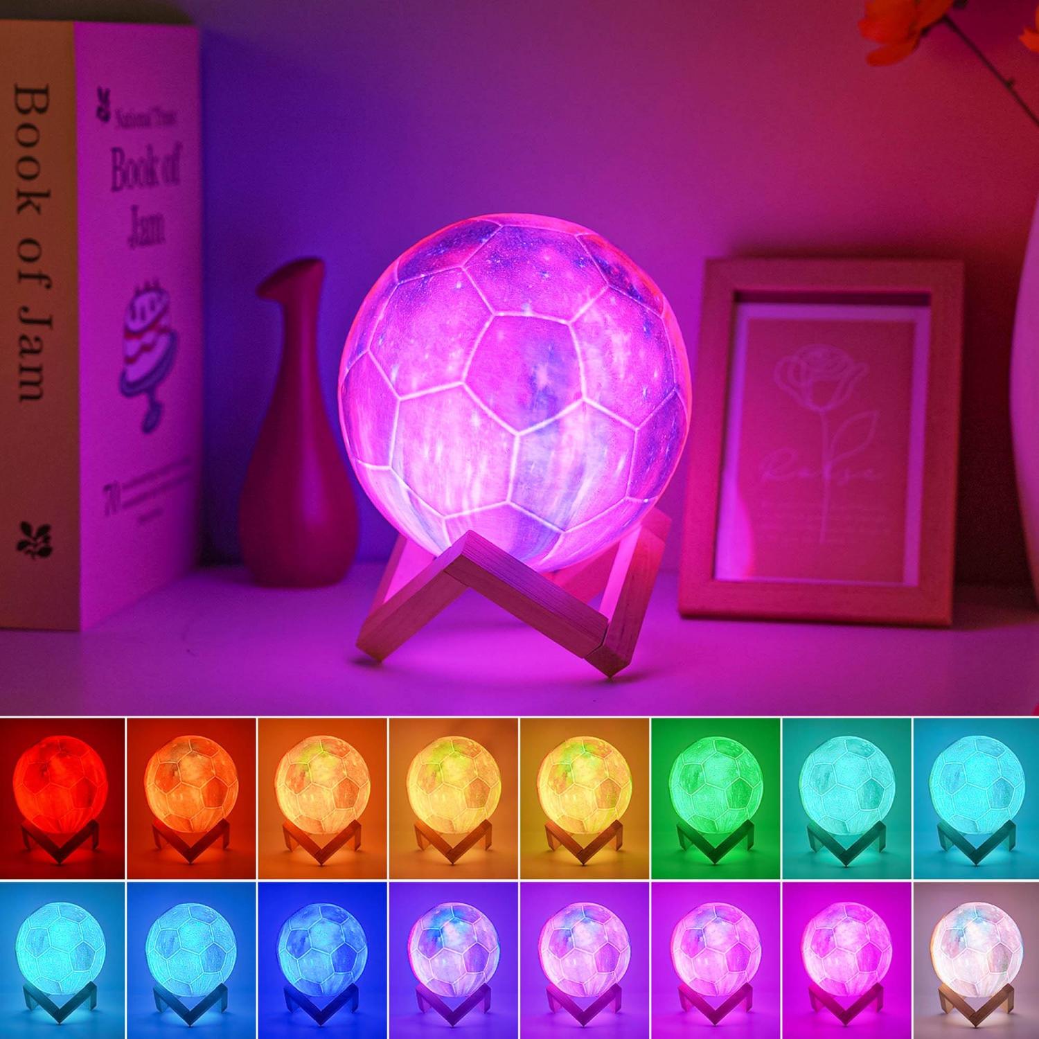 Galaxy Soccer Lamp, Christmas Gifts for Kids Boys Fans Teen Friend Coach Dad Him Football Light Room Bedroom Decor