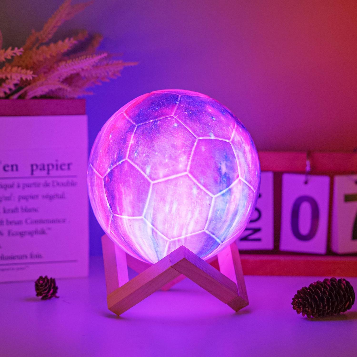 Galaxy Soccer Lamp, Christmas Gifts for Kids Boys Fans Teen Friend Coach Dad Him Football Light Room Bedroom Decor