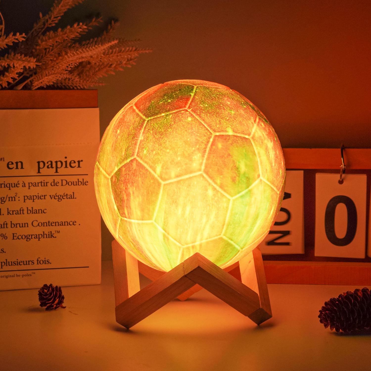 Galaxy Soccer Lamp, Christmas Gifts for Kids Boys Fans Teen Friend Coach Dad Him Football Light Room Bedroom Decor