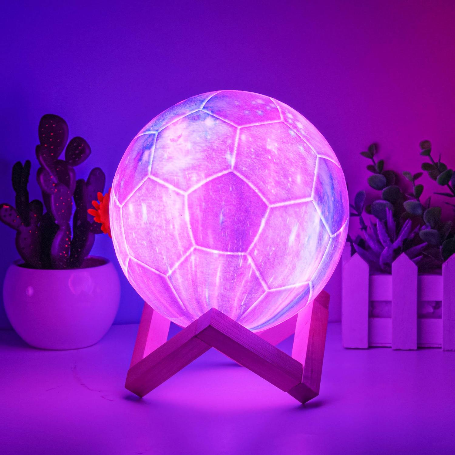 Galaxy Soccer Lamp, Christmas Gifts for Kids Boys Fans Teen Friend Coach Dad Him Football Light Room Bedroom Decor