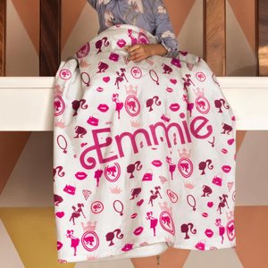 Personalized Pink Blanket – Custom Name Throw, Girls Bedroom Decor