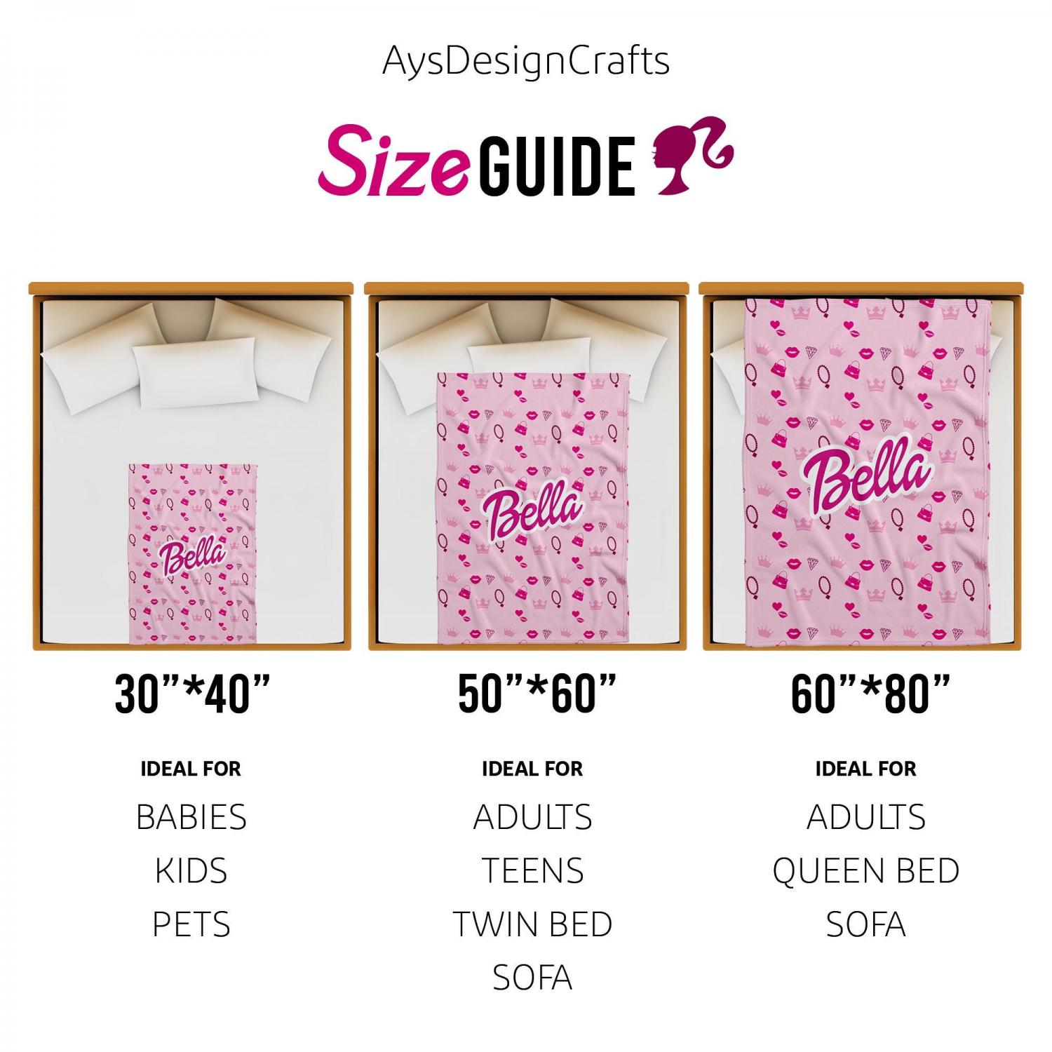 Personalized Pink Blanket – Custom Name Throw, Girls Bedroom Decor