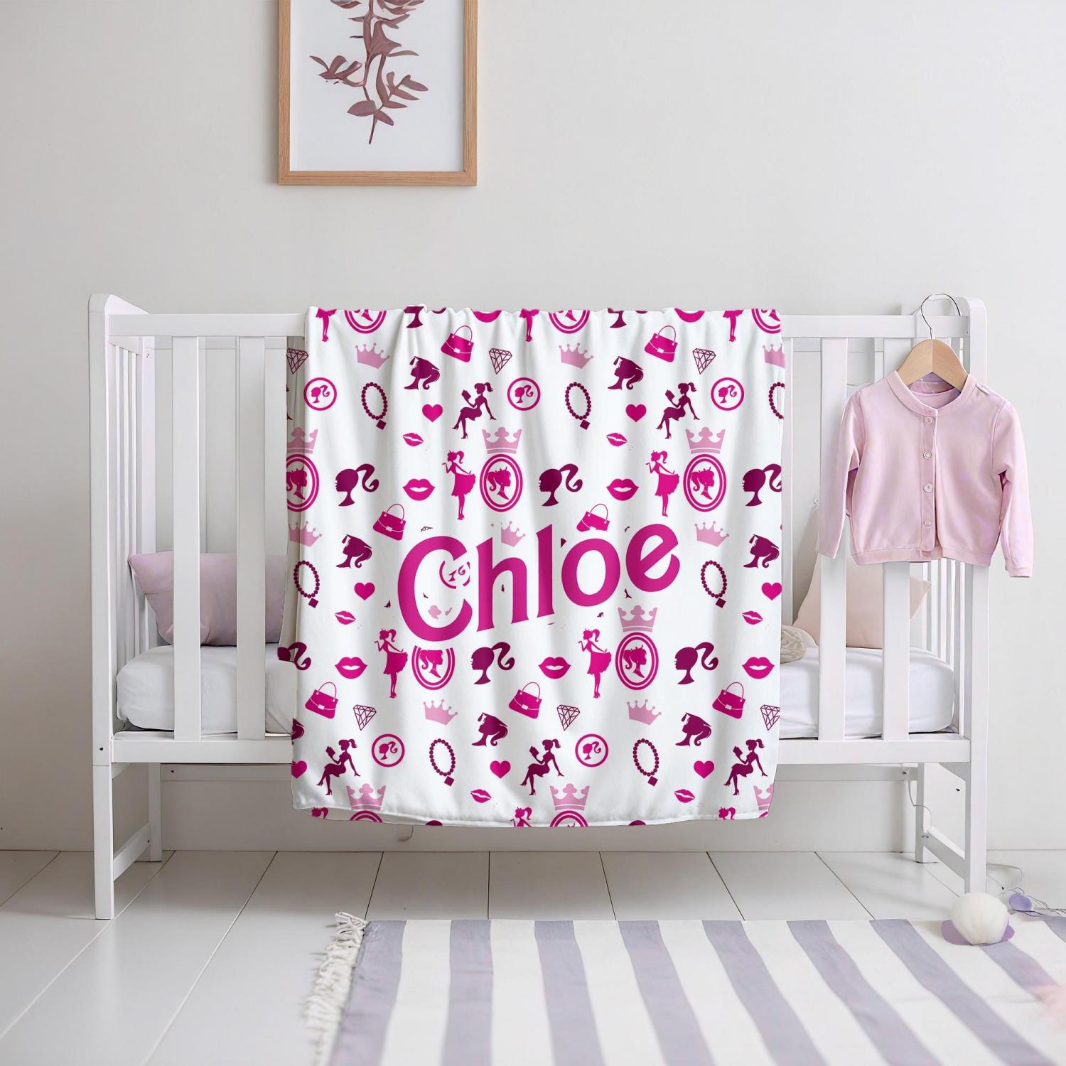 Personalized Pink Blanket – Custom Name Throw, Girls Bedroom Decor