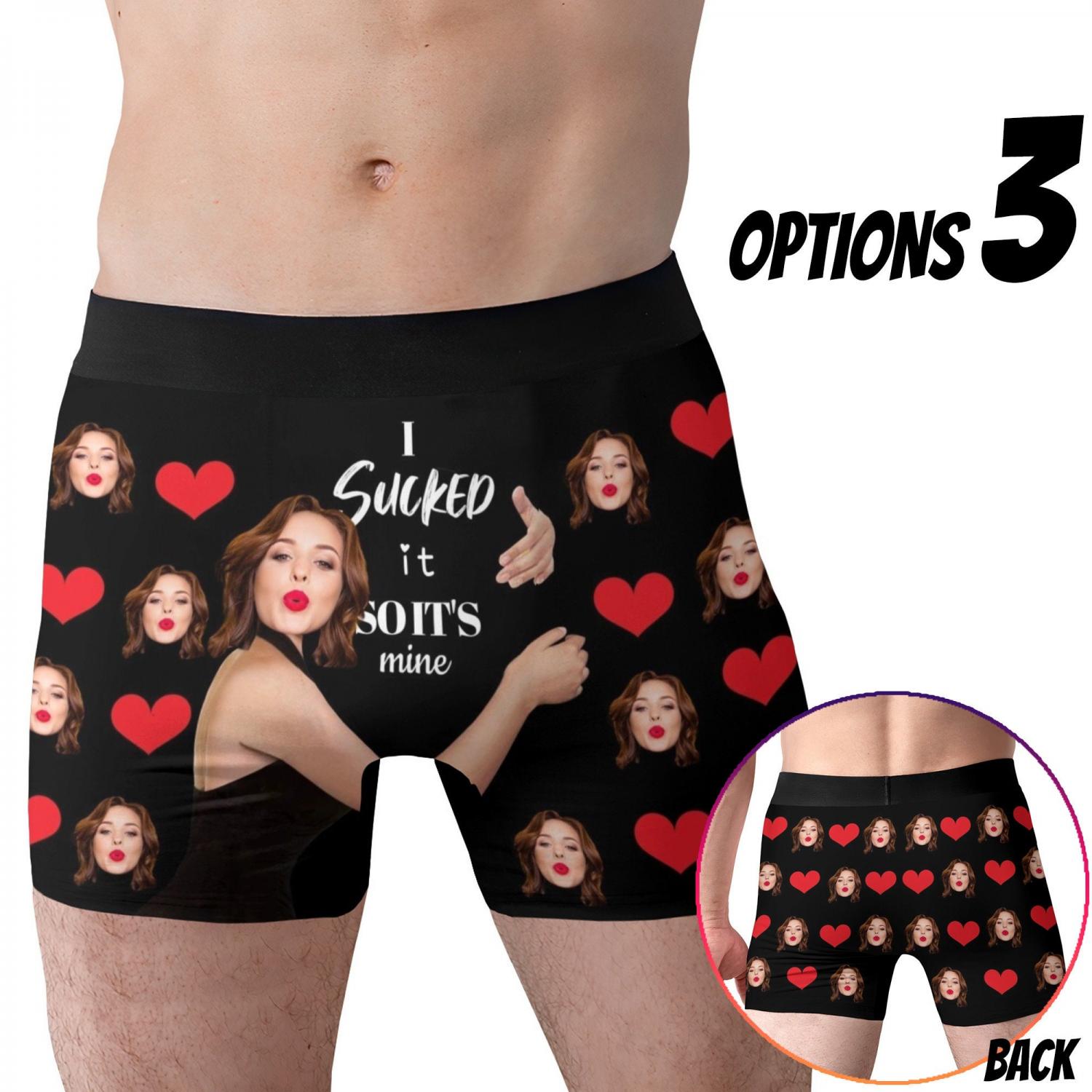 Personalized Boxer Briefs with Girlfriend Face Photo Gifts for Men Boyfriend Husband Custimzed Picture Underwear Valentines Day Gift for Him