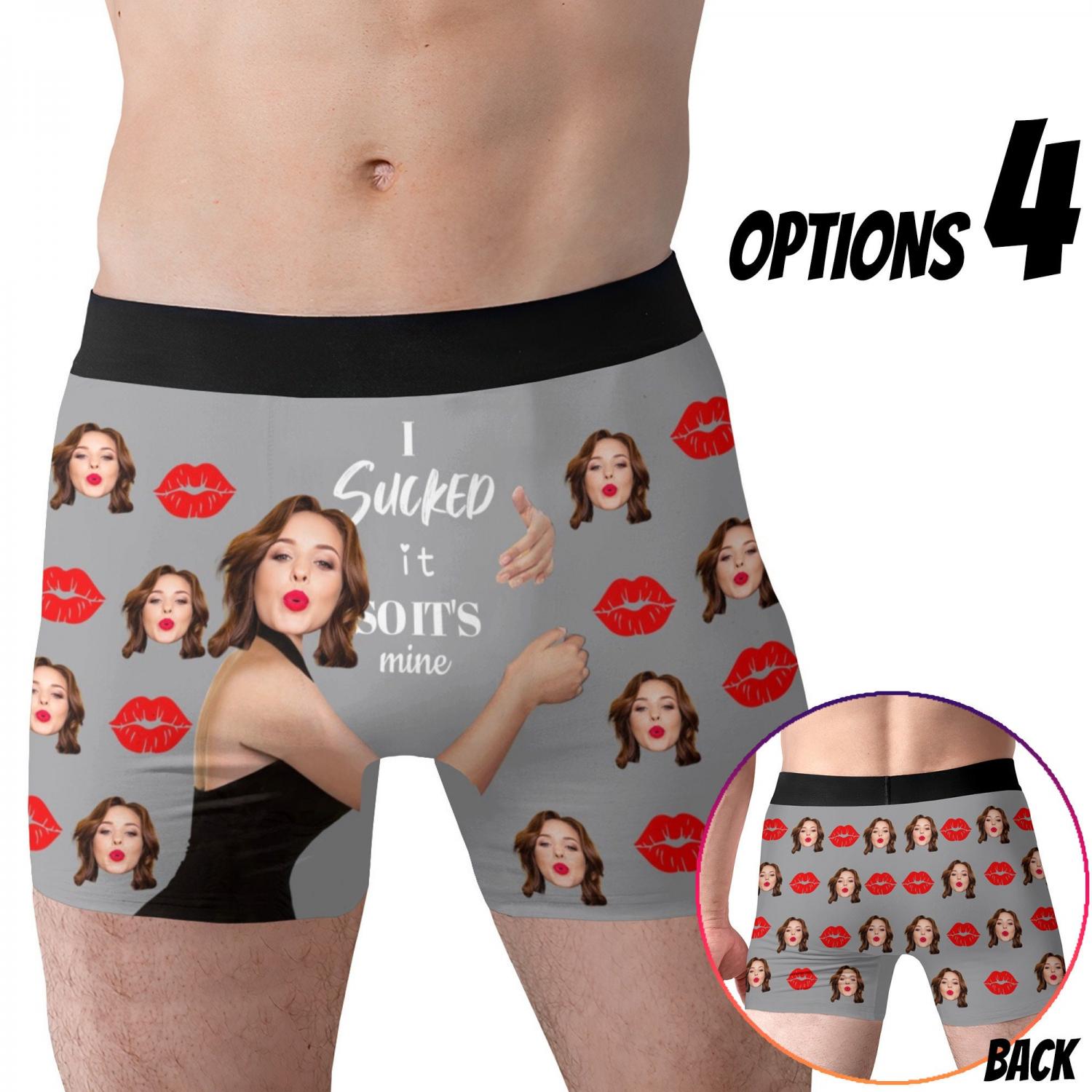 Personalized Boxer Briefs with Girlfriend Face Photo Gifts for Men Boyfriend Husband Custimzed Picture Underwear Valentines Day Gift for Him