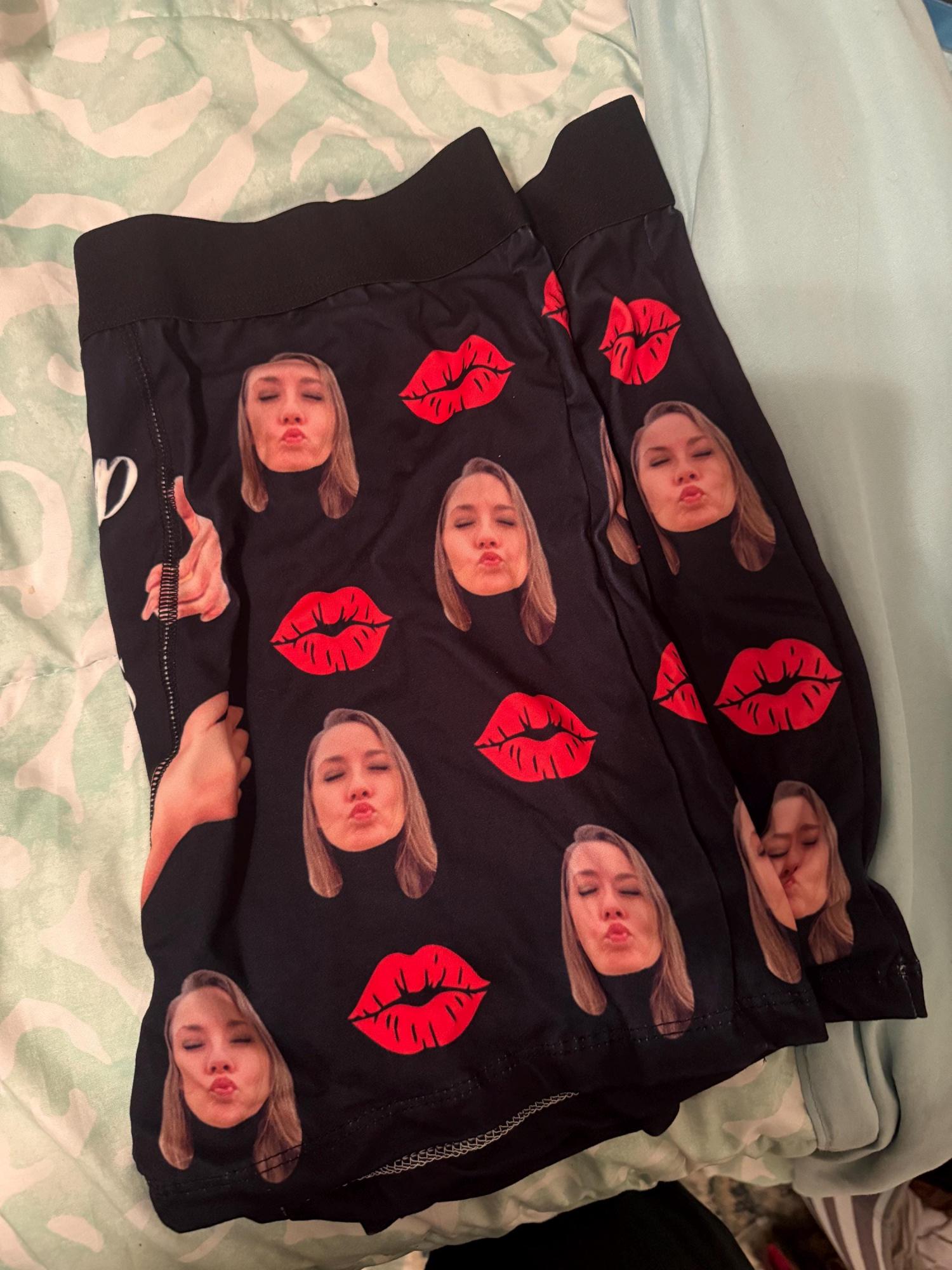 Personalized Boxer Briefs with Girlfriend Face Photo Gifts for Men Boyfriend Husband Custimzed Picture Underwear Valentines Day Gift for Him