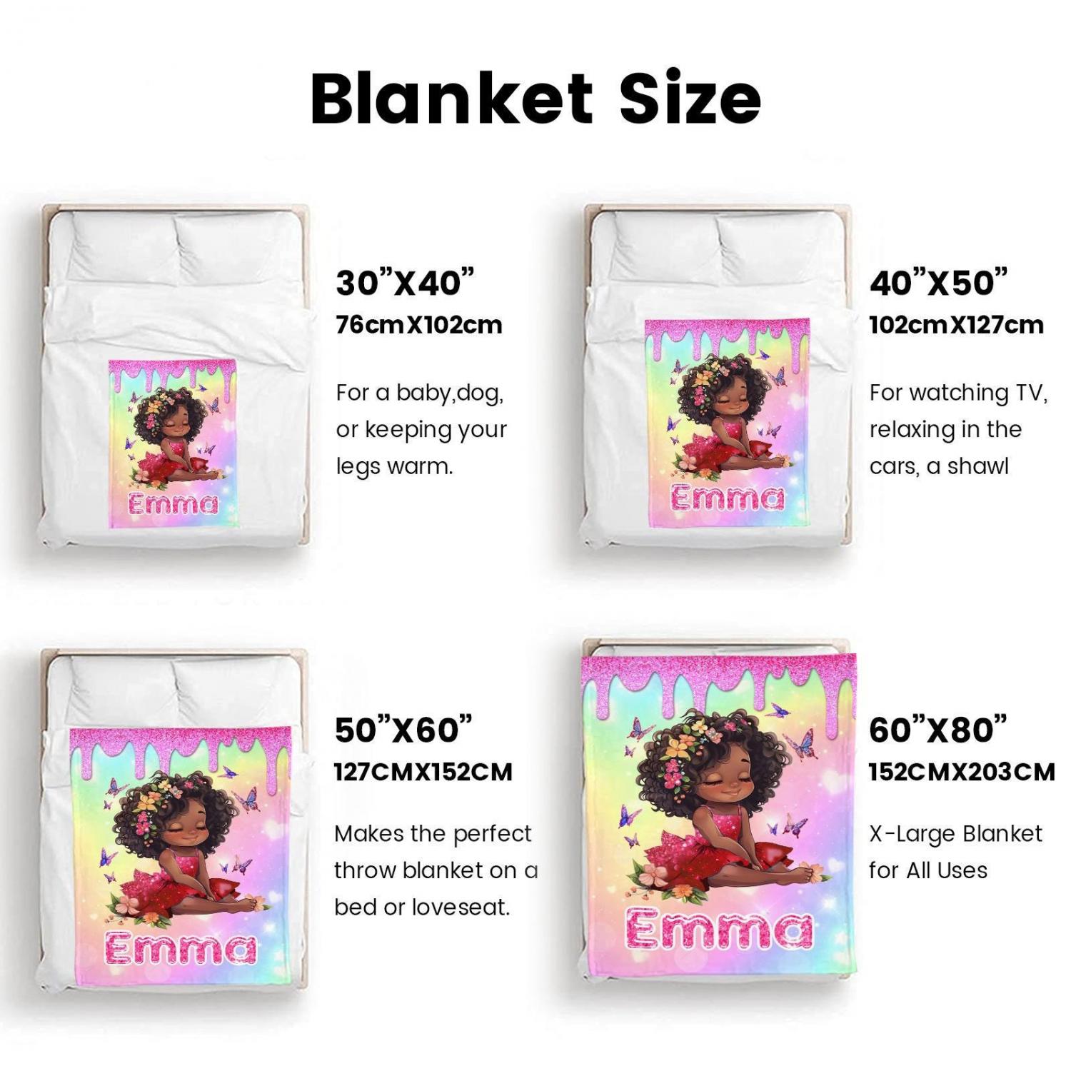 Personalized Afro Mermaid Blanket: Black Girl Fleece Throw