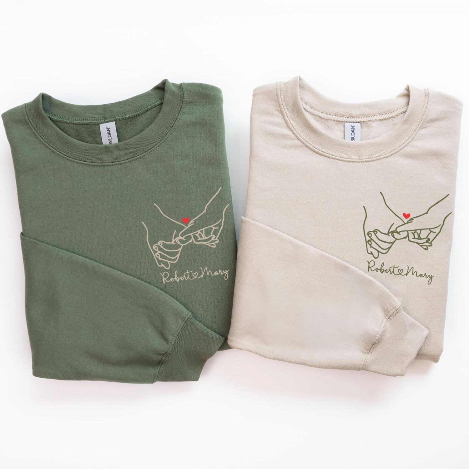 Custom Matching Hoodies For Couples Sweatshirt, Pinky Promise Hoodie, Personalized Name Sweater For Valentines Day Gift, Anniversary Gift