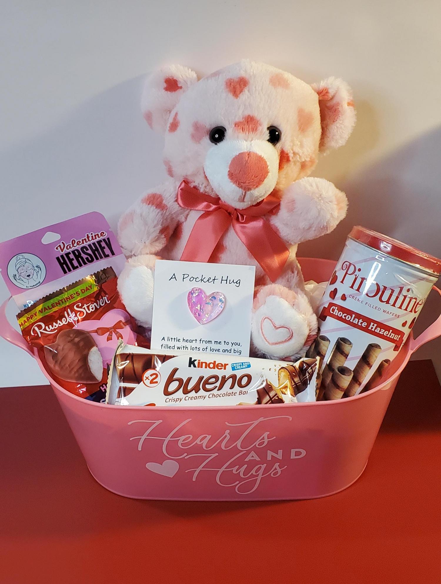 Valentine's Day Teddy bear and chocolates gift basket for her, Teen Valentine giftValentine's Day gift for a teenage daughter