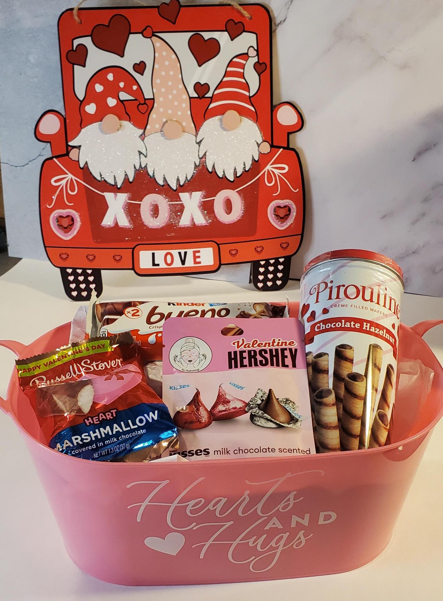 Valentine's Day Teddy bear and chocolates gift basket for her, Teen Valentine giftValentine's Day gift for a teenage daughter