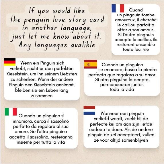 Personalised penguin pebble Romantic gift for girlfriend, boyfriend, I love you card, Small funny anniversary gifts for husband wife him her