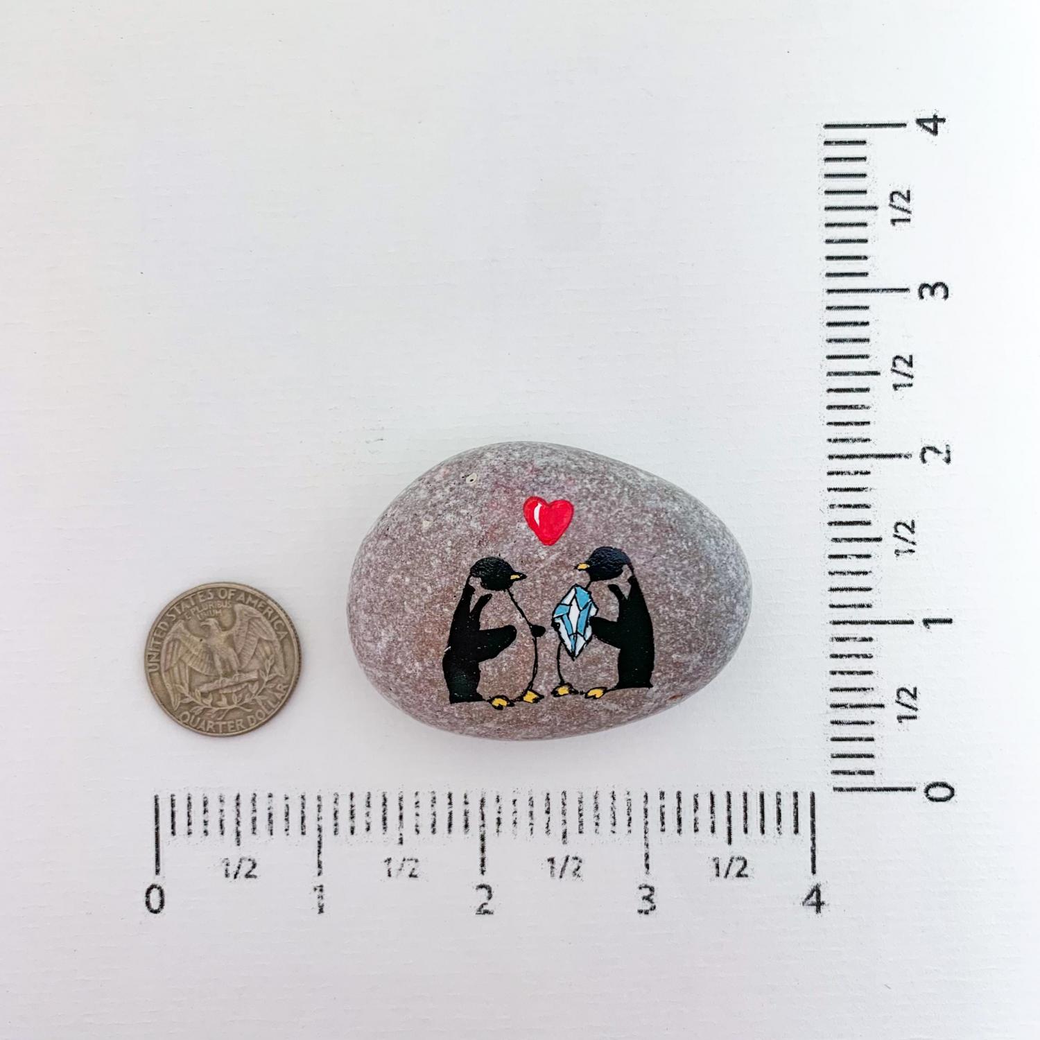 Personalized 15th wedding anniversary gift for husband, wife - Unique traditional Crystal anniversary present - Hand-painted Penguin rock