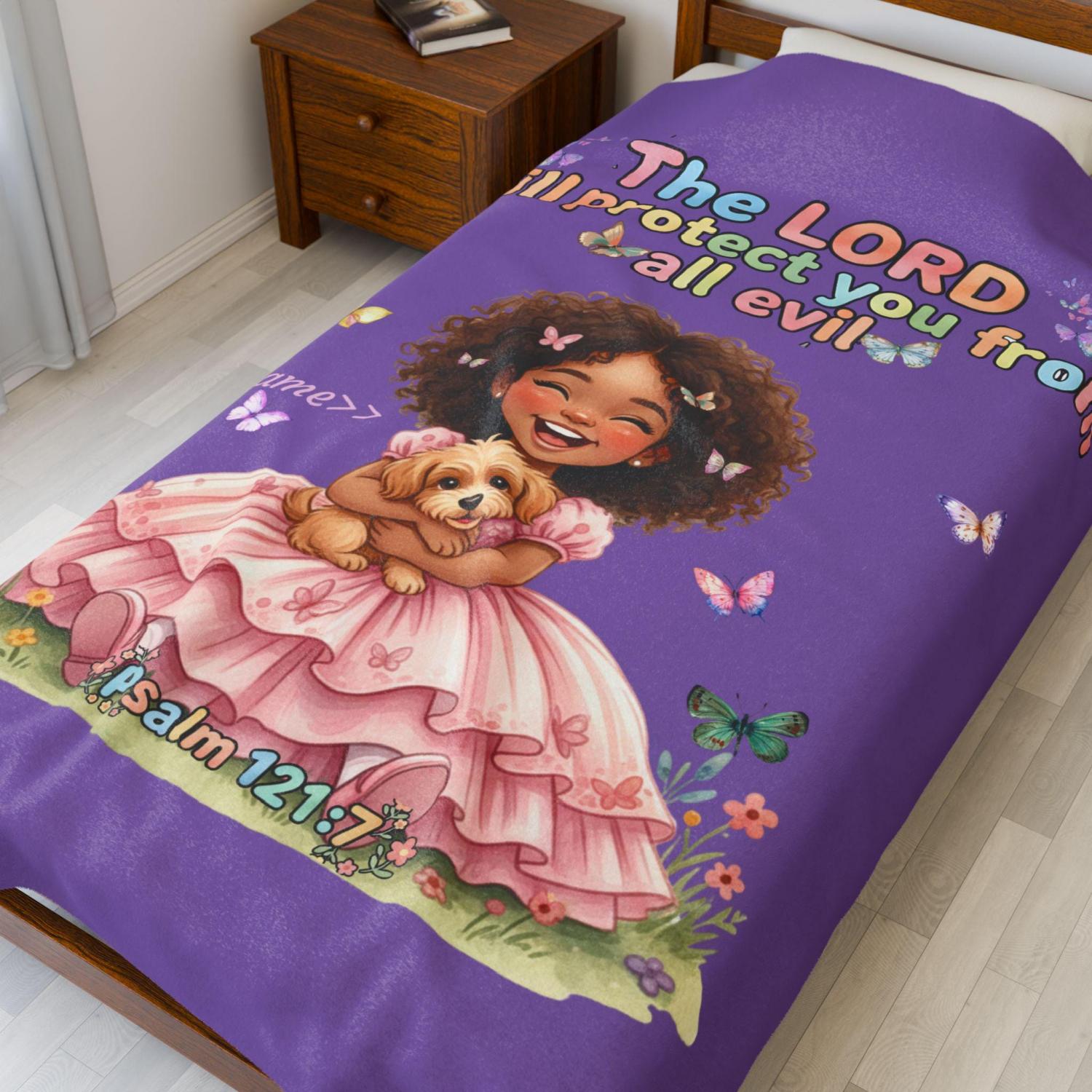 Custom - The Lord will protect you from all evil Velveteen Plush Blanket | Psalm 121:7 /