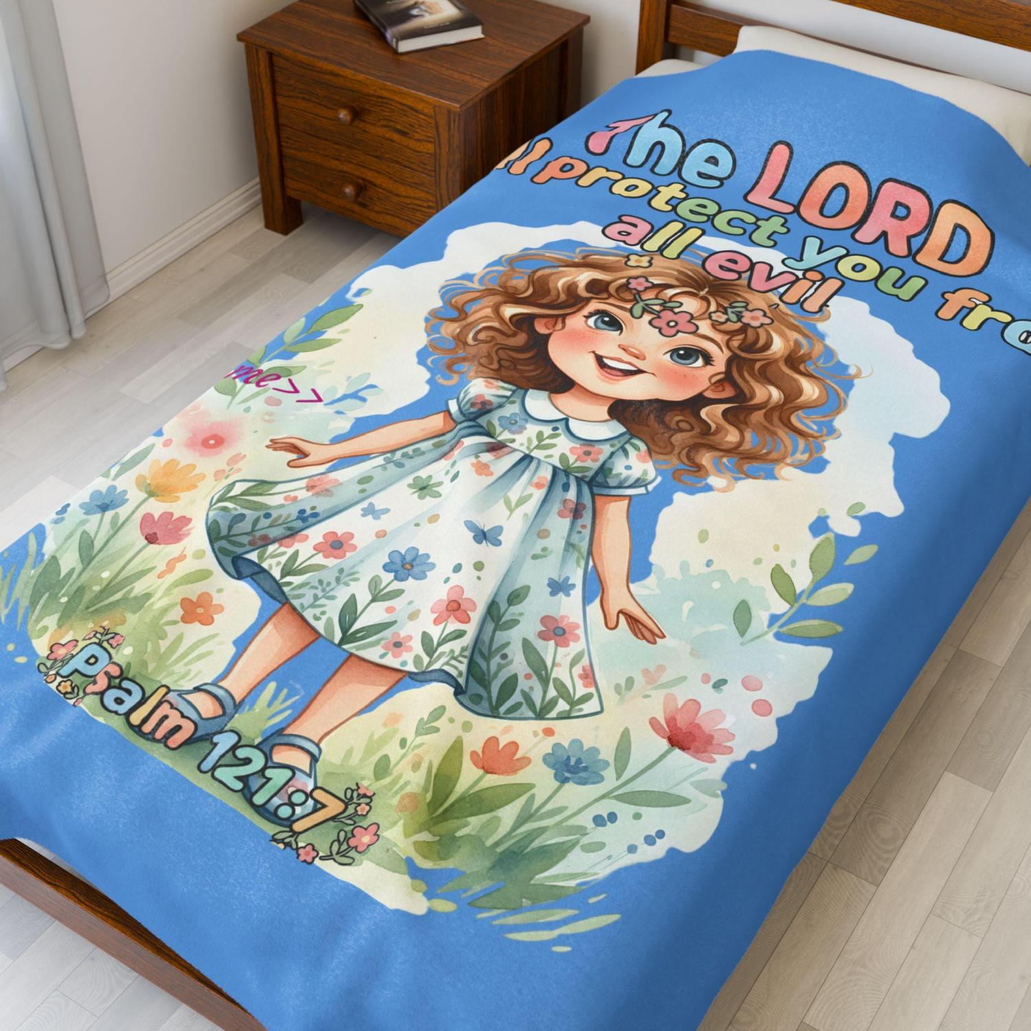 Custom - The Lord will protect you from all evil Velveteen Plush Blanket | Psalm 121:7 /
