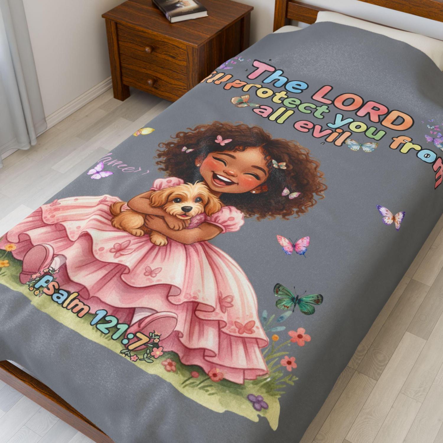 Custom - The Lord will protect you from all evil Velveteen Plush Blanket | Psalm 121:7 /