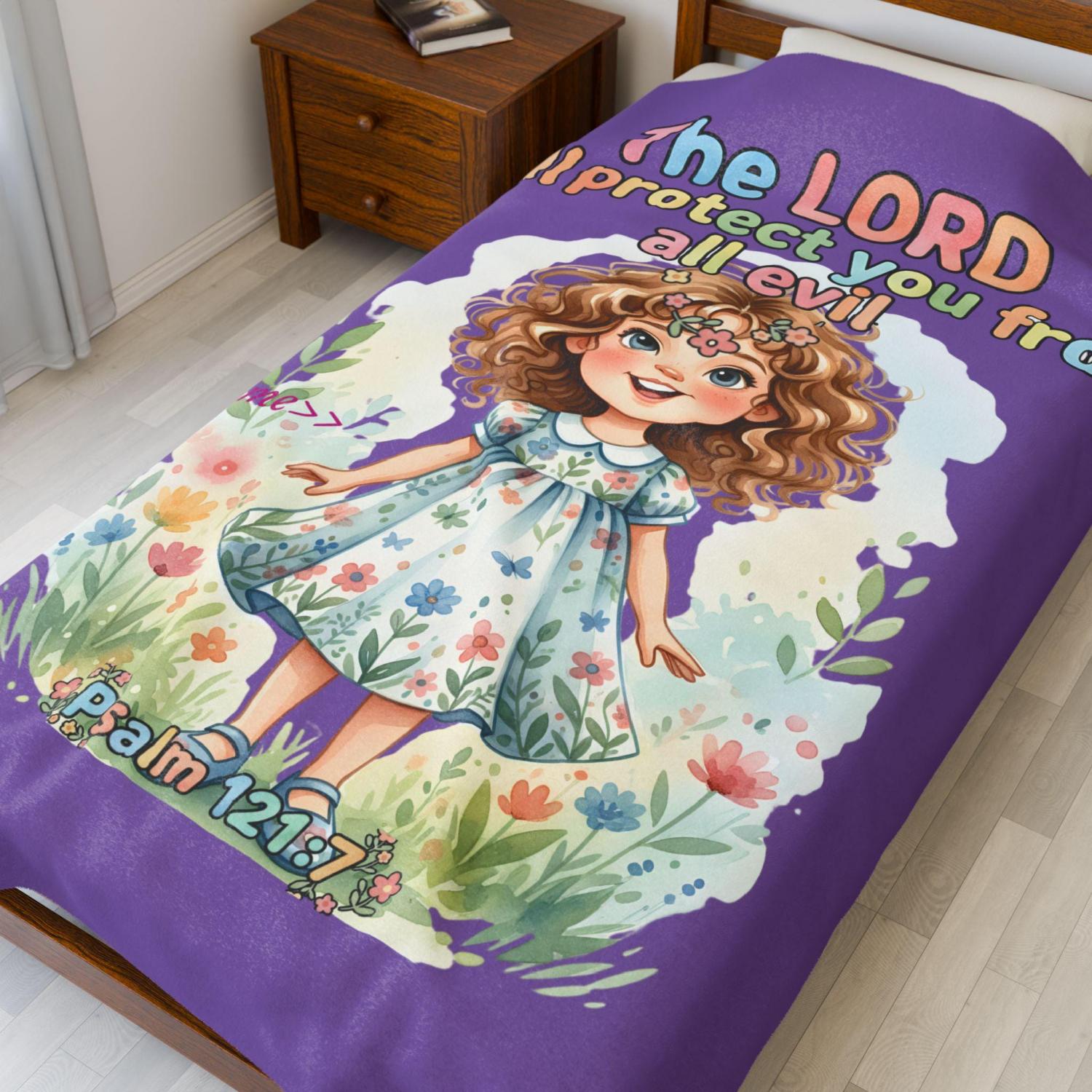 Custom - The Lord will protect you from all evil Velveteen Plush Blanket | Psalm 121:7 /