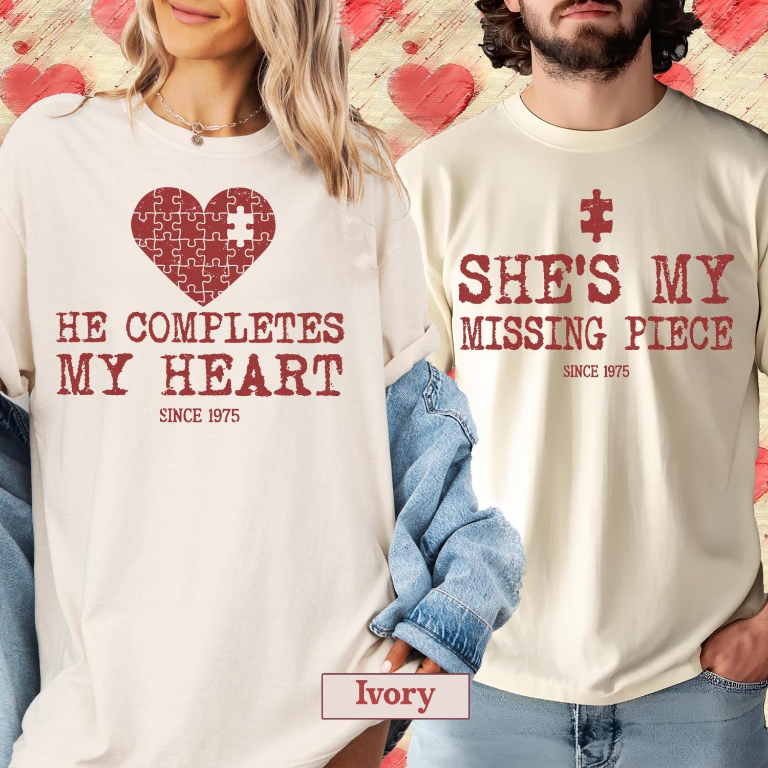 Couple Valentine Shirt, Matching Puzzle Heart Tshirt, Valentines Couples Gift, Funny Valentine Tees
