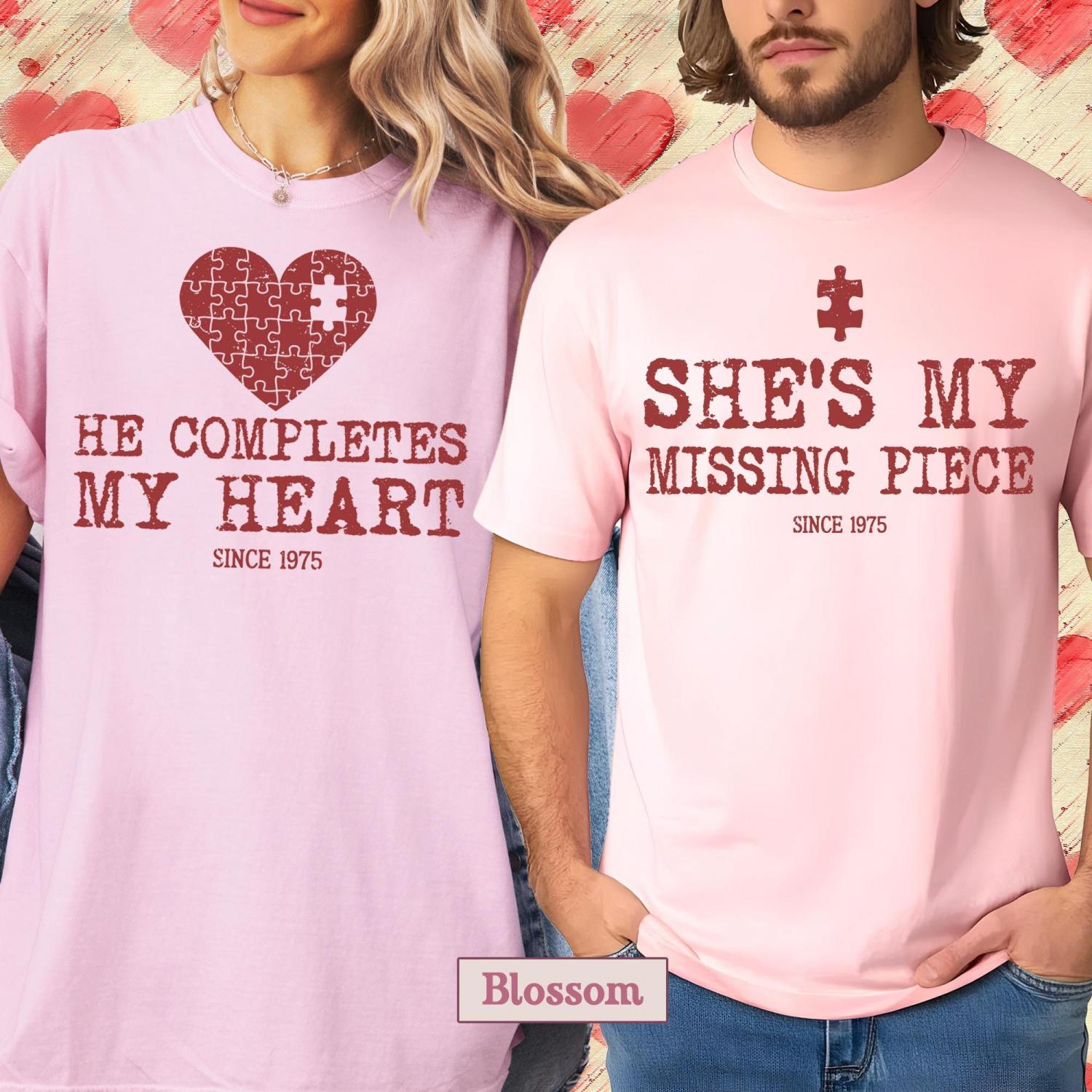 Couple Valentine Shirt, Matching Puzzle Heart Tshirt, Valentines Couples Gift, Funny Valentine Tees