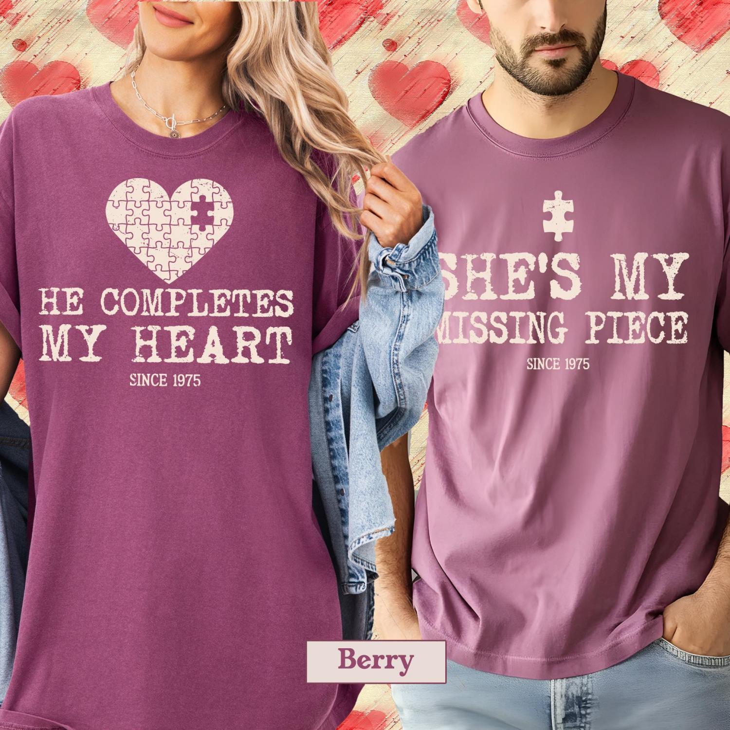 Couple Valentine Shirt, Matching Puzzle Heart Tshirt, Valentines Couples Gift, Funny Valentine Tees
