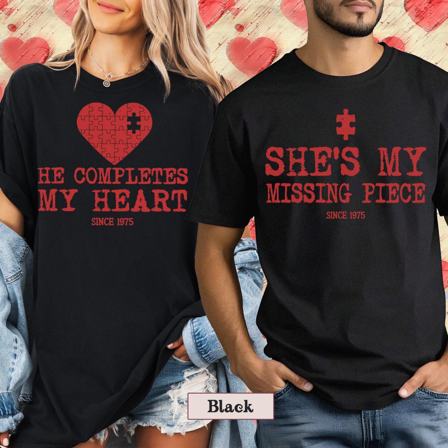 Couple Valentine Shirt, Matching Puzzle Heart Tshirt, Valentines Couples Gift, Funny Valentine Tees