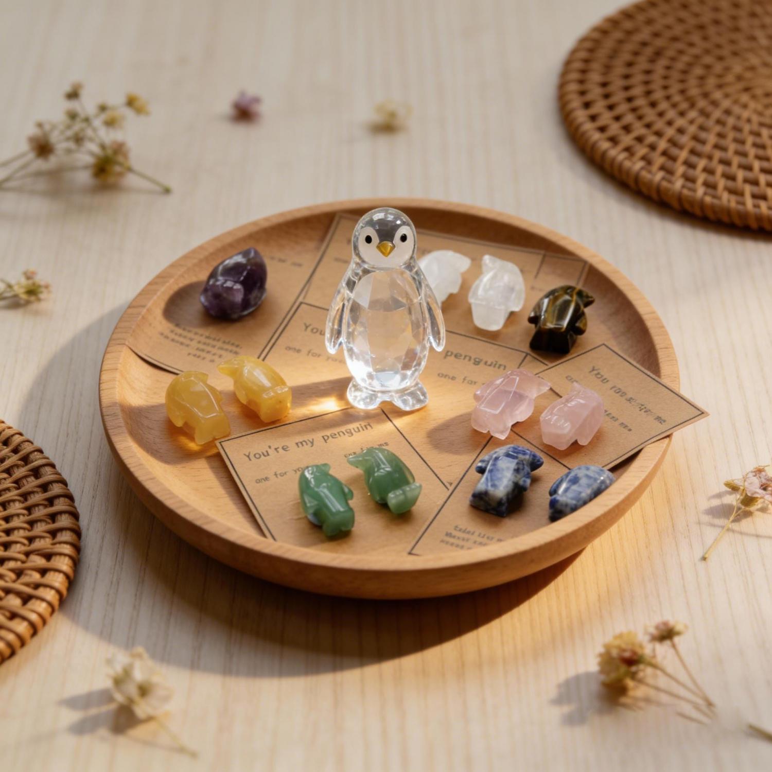 2 Cute Rose Quartz Penguins Penguin Gifts for Wife Husband Natural Genuine Crystal.Forever Love You're My Penguin Friendship Gift for herhim