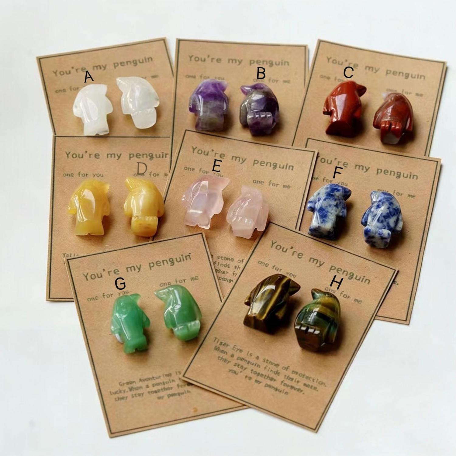 2 Cute Rose Quartz Penguins Penguin Gifts for Wife Husband Natural Genuine Crystal.Forever Love You're My Penguin Friendship Gift for herhim