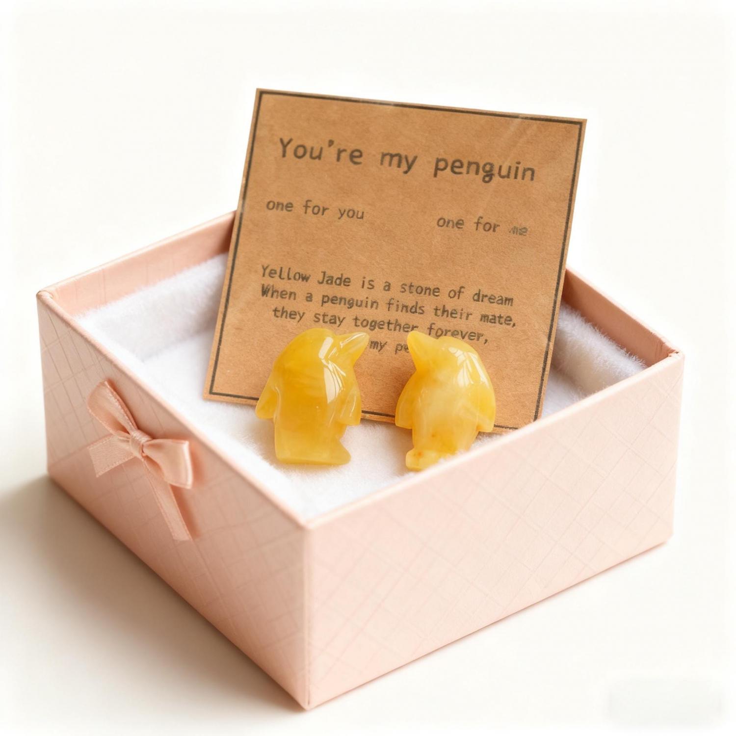 2 Cute Rose Quartz Penguins Penguin Gifts for Wife Husband Natural Genuine Crystal.Forever Love You're My Penguin Friendship Gift for herhim